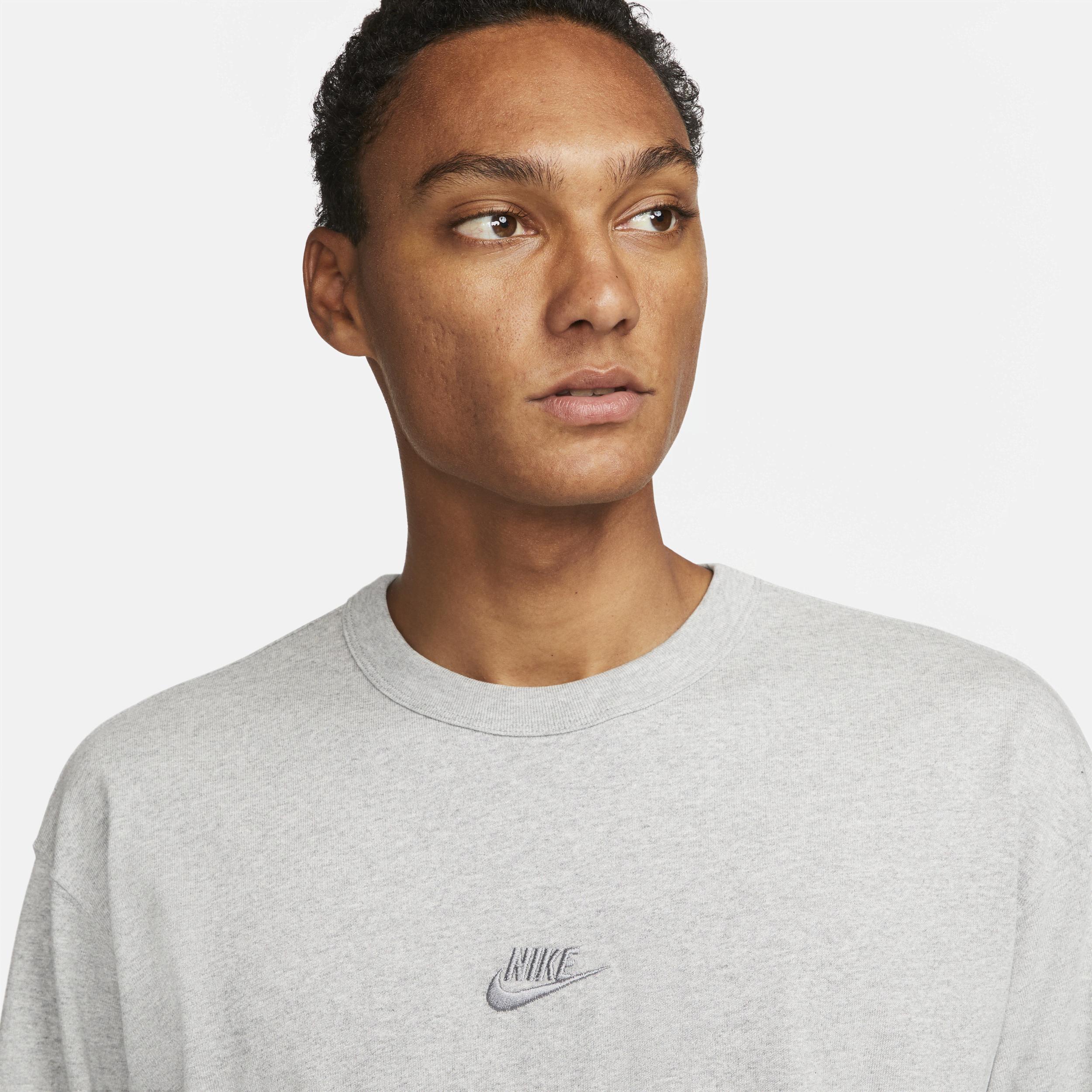 Nike Men's Sportswear Premium Essentials Long-Sleeve T-Shirt in Grey/Dark Grey Heather Size Large 100% Cotton Product Image