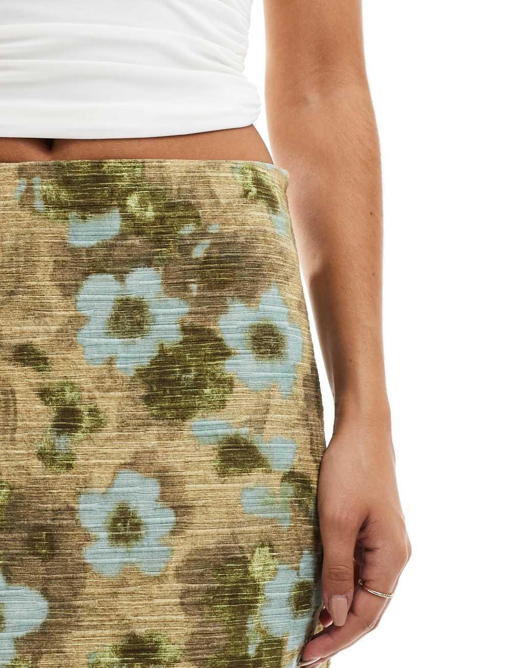 & Other Stories floral jacquard mini skirt in beige Product Image