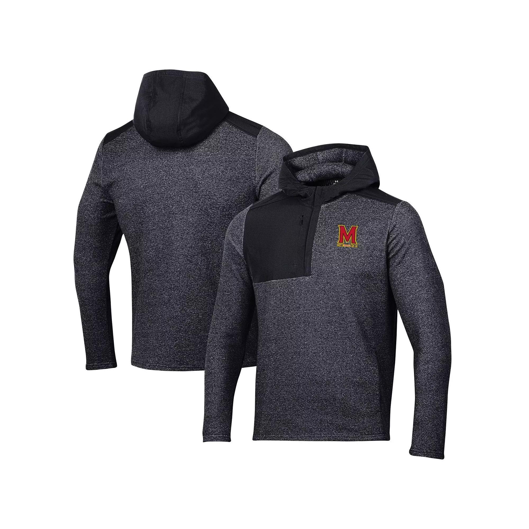 Men's Under Armour Black Maryland Terrapins Survivor Fleece Hoodie Quarter-Zip Jacket, Size: Small Product Image