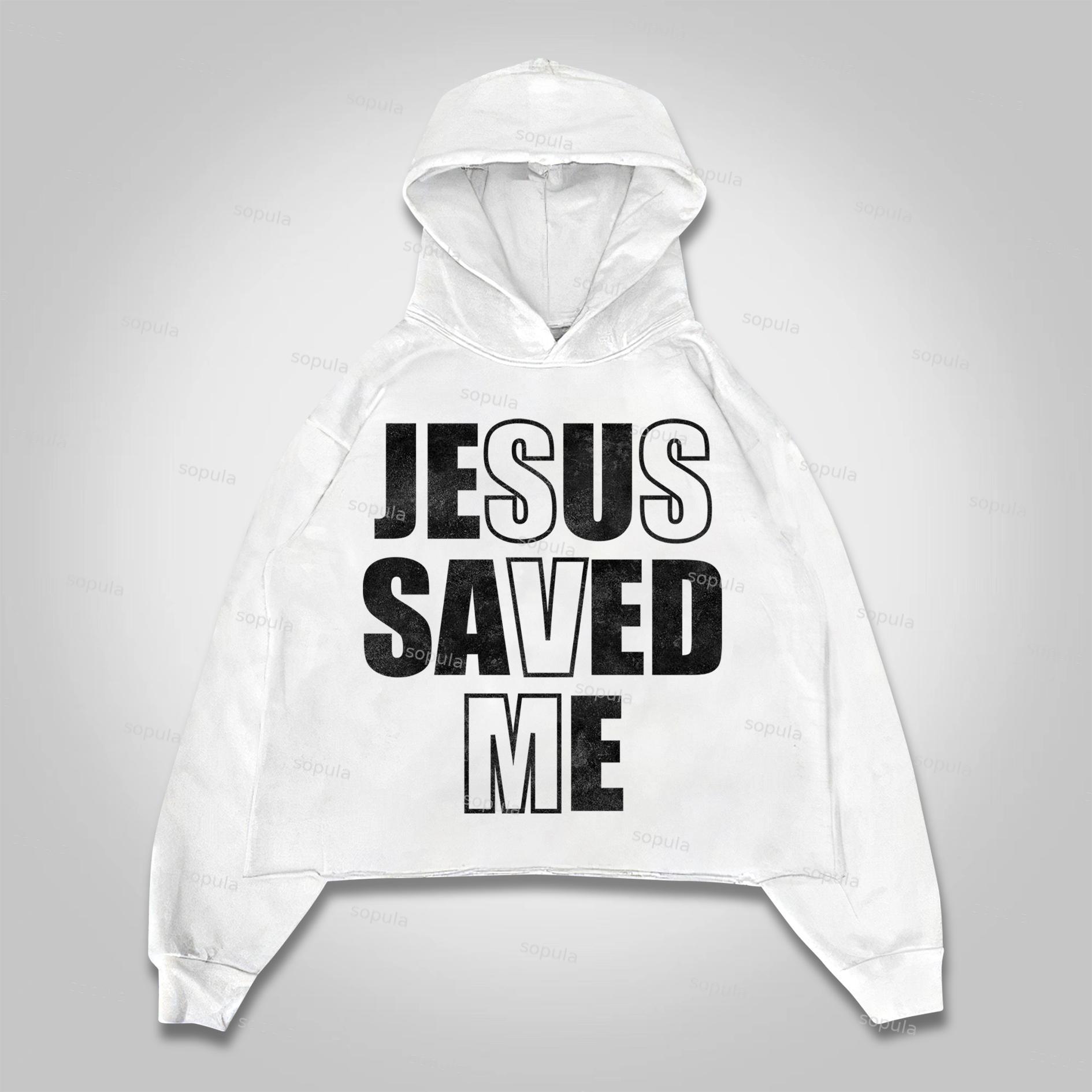Sopula Jesus Saved Me Print Crop Hoodie Product Image