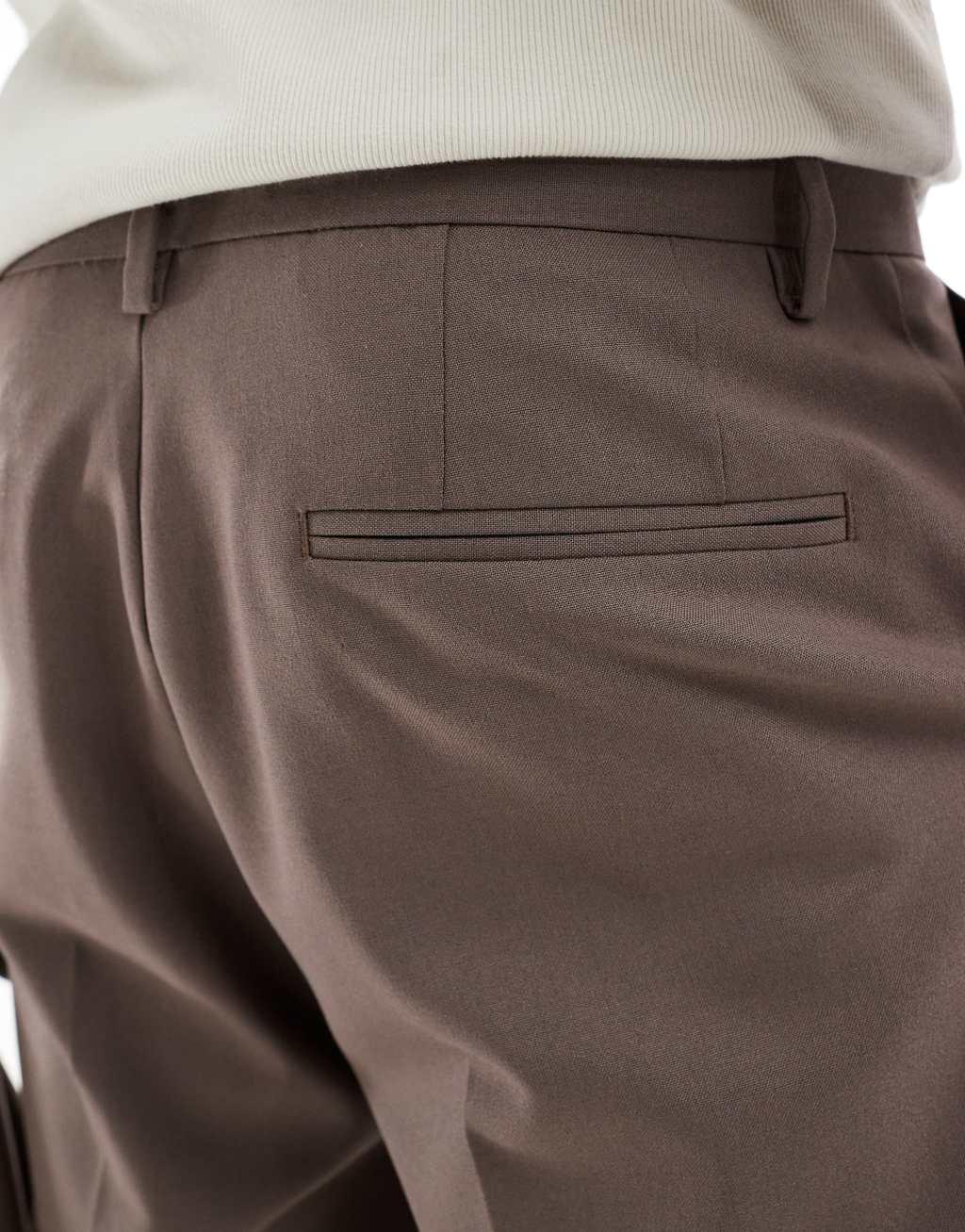 ASOS DESIGN oversized tapered suit pants in mink Product Image