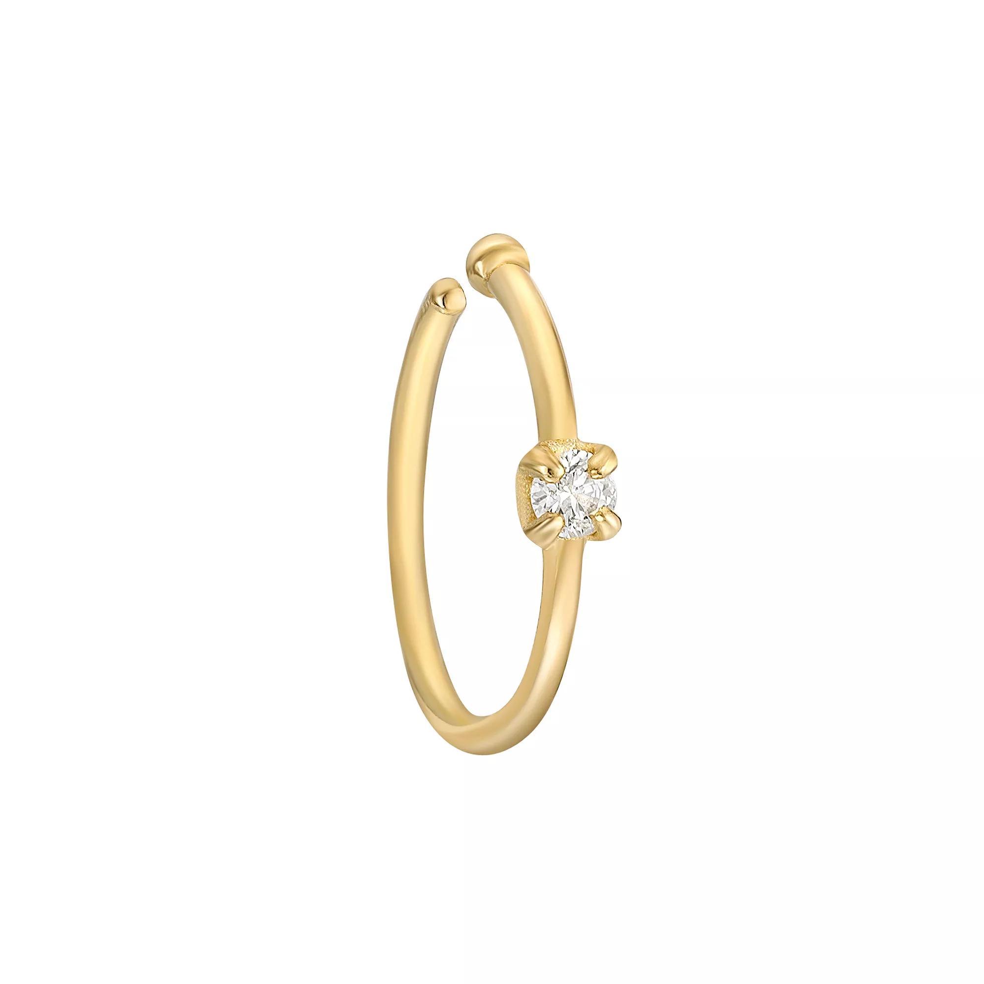 Lila Moon 14k Gold 1.7 mm Diamond Accent Open Hoop Nose Ring, Women's Product Image
