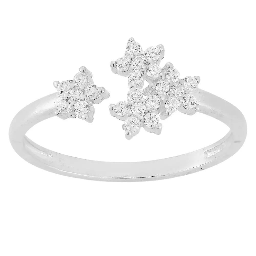 Sunkissed Sterling Cubic Zirconia Multi Flower Ring, Women's, Size: 8, Silver Tone Product Image