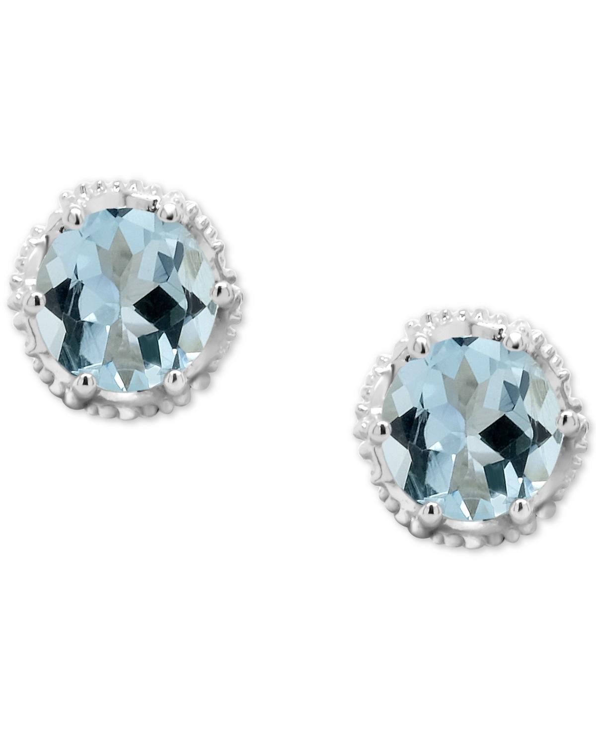 Celebration Gems Sterling Silver Aquamarine Stud Earrings, Women's Product Image