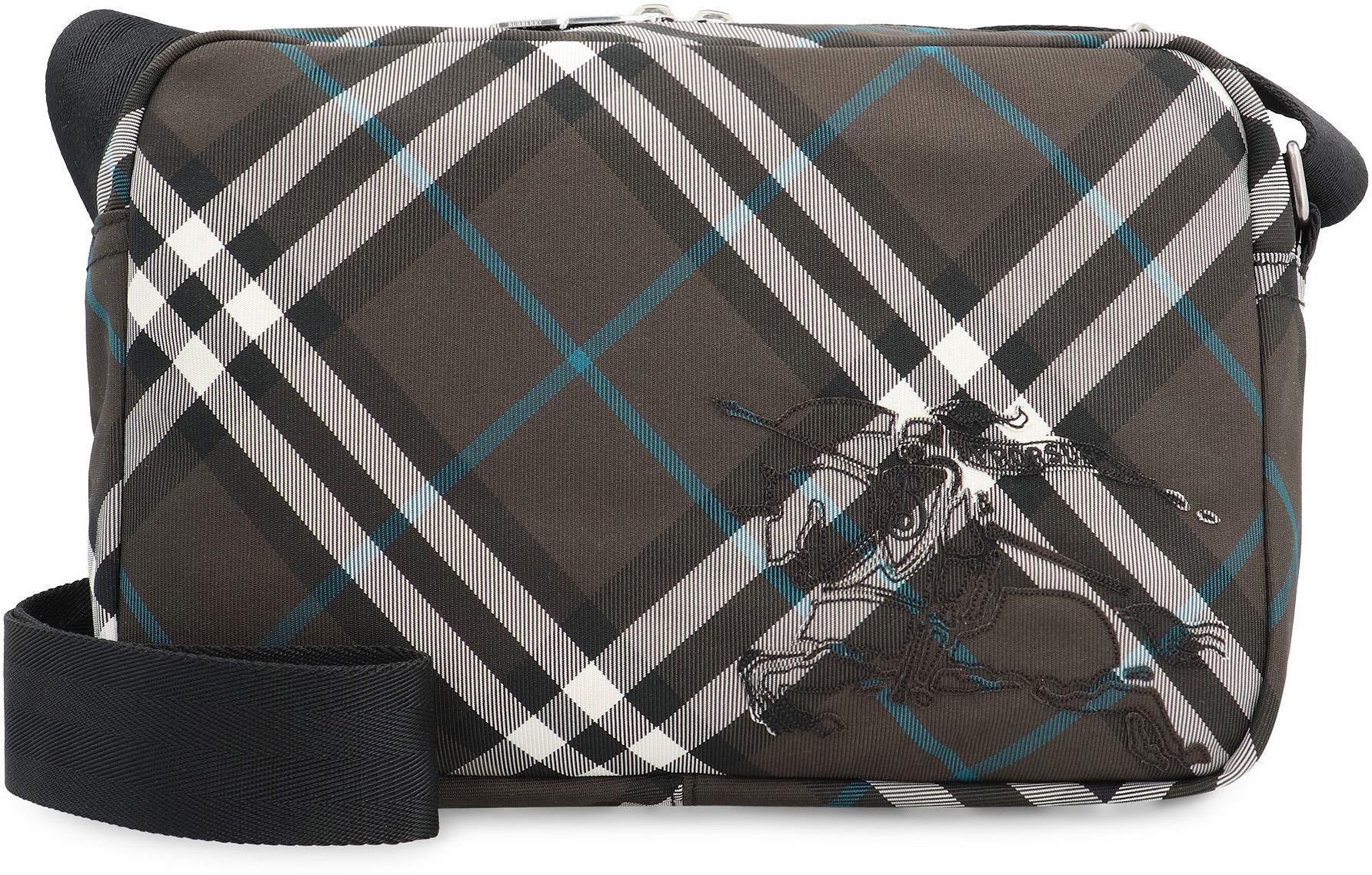 BURBERRY Check Fabric Shoulder Bag In Green Product Image