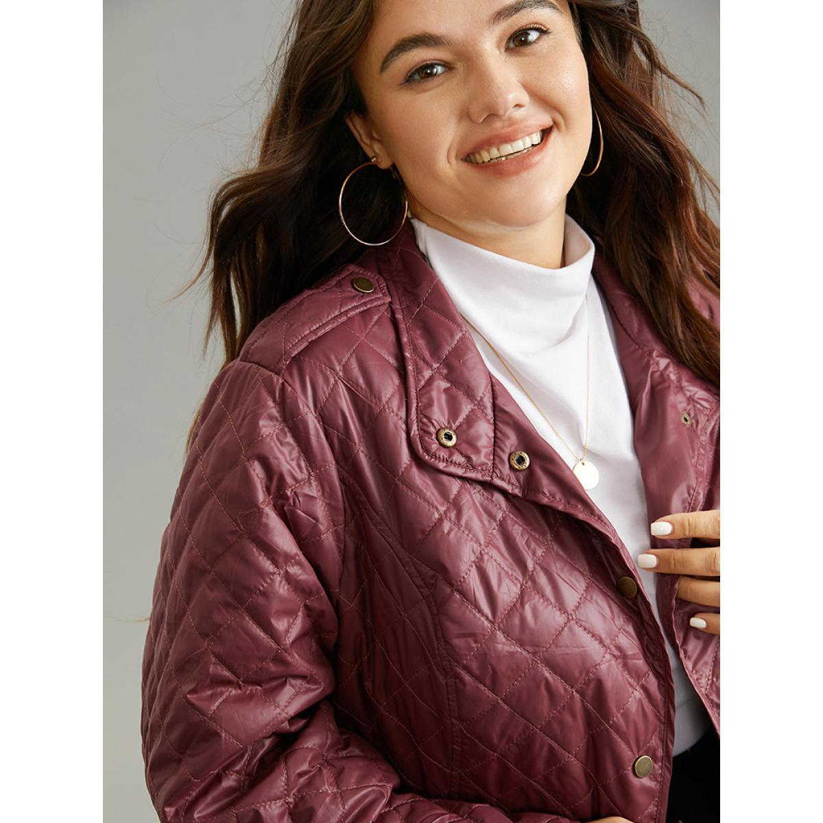 Plus Size Women Dailywear Plain Plain No stretch 30/6X Pocket Casual Cotton Jackets BloomChic Product Image