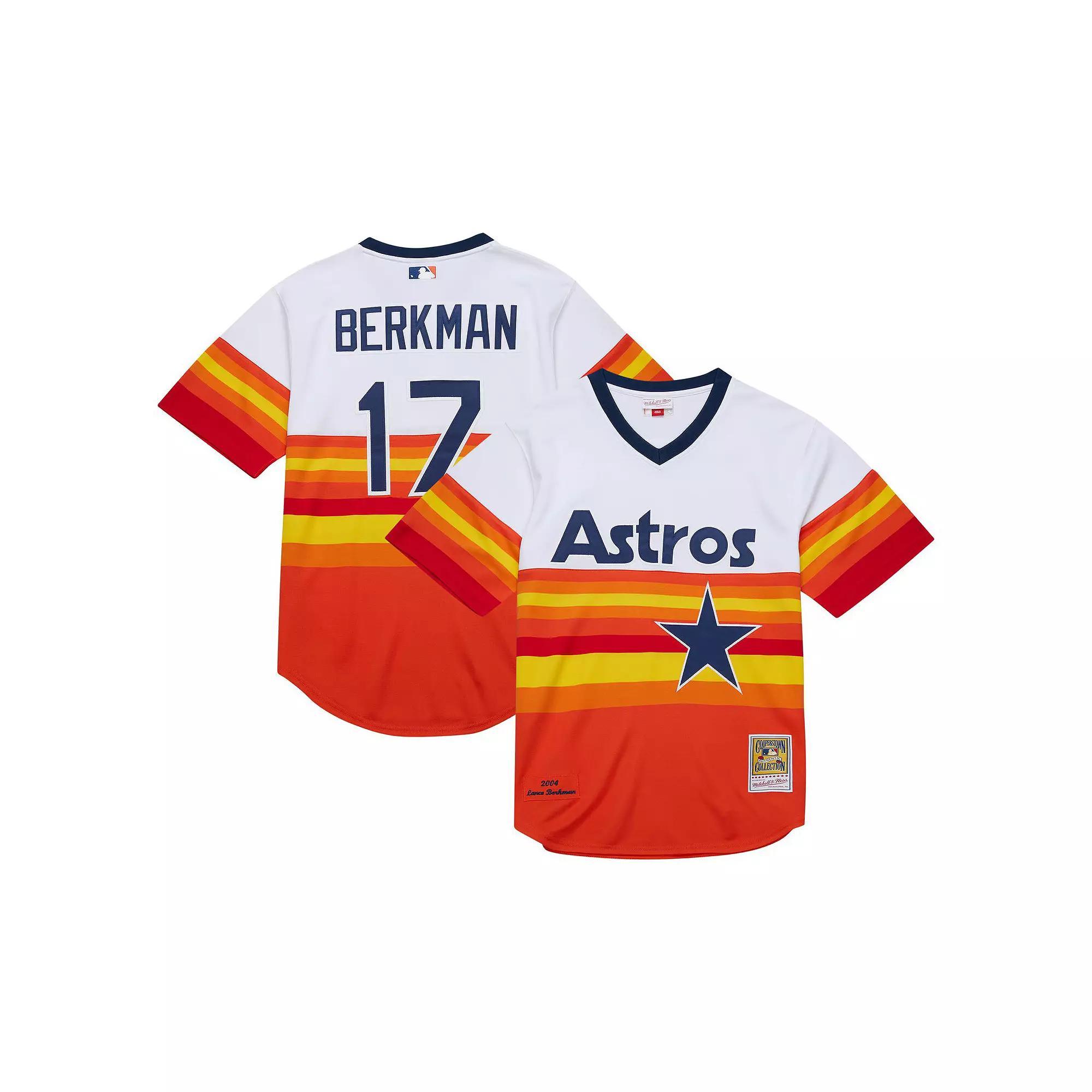Men's Mitchell & Ness Lance Berkman White Houston Astros 2004 Cooperstown Collection Authentic Throwback Jersey, Size: 3XL Product Image