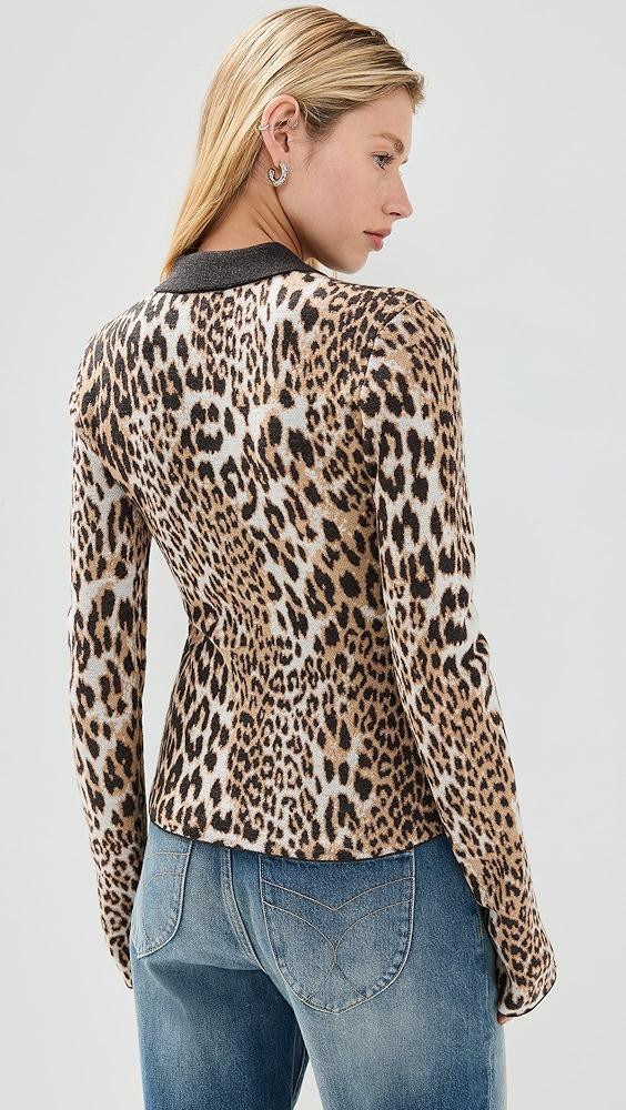 GANNI Fine Merino Jacquard Leopard Polo | Shopbop Product Image