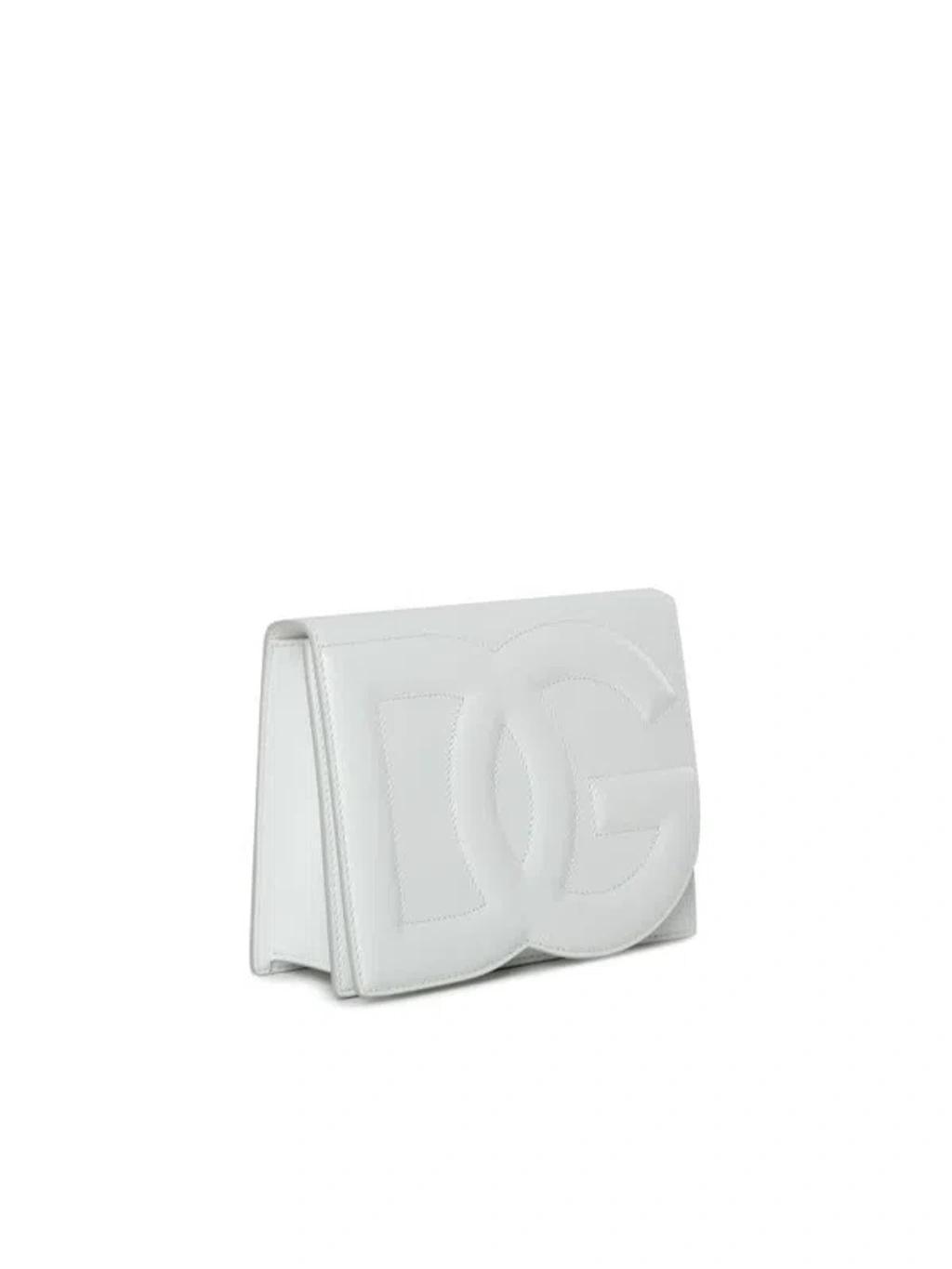 DOLCE & GABBANA Logo Bag Shoulder Bag In Calfskin In White Product Image