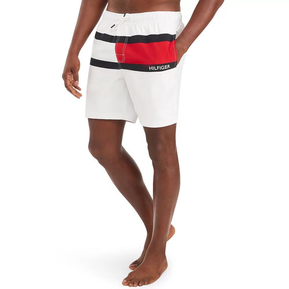 Men's Tommy Hilfiger 7" Flag Swim Trunks, Size: Medium, Red Product Image