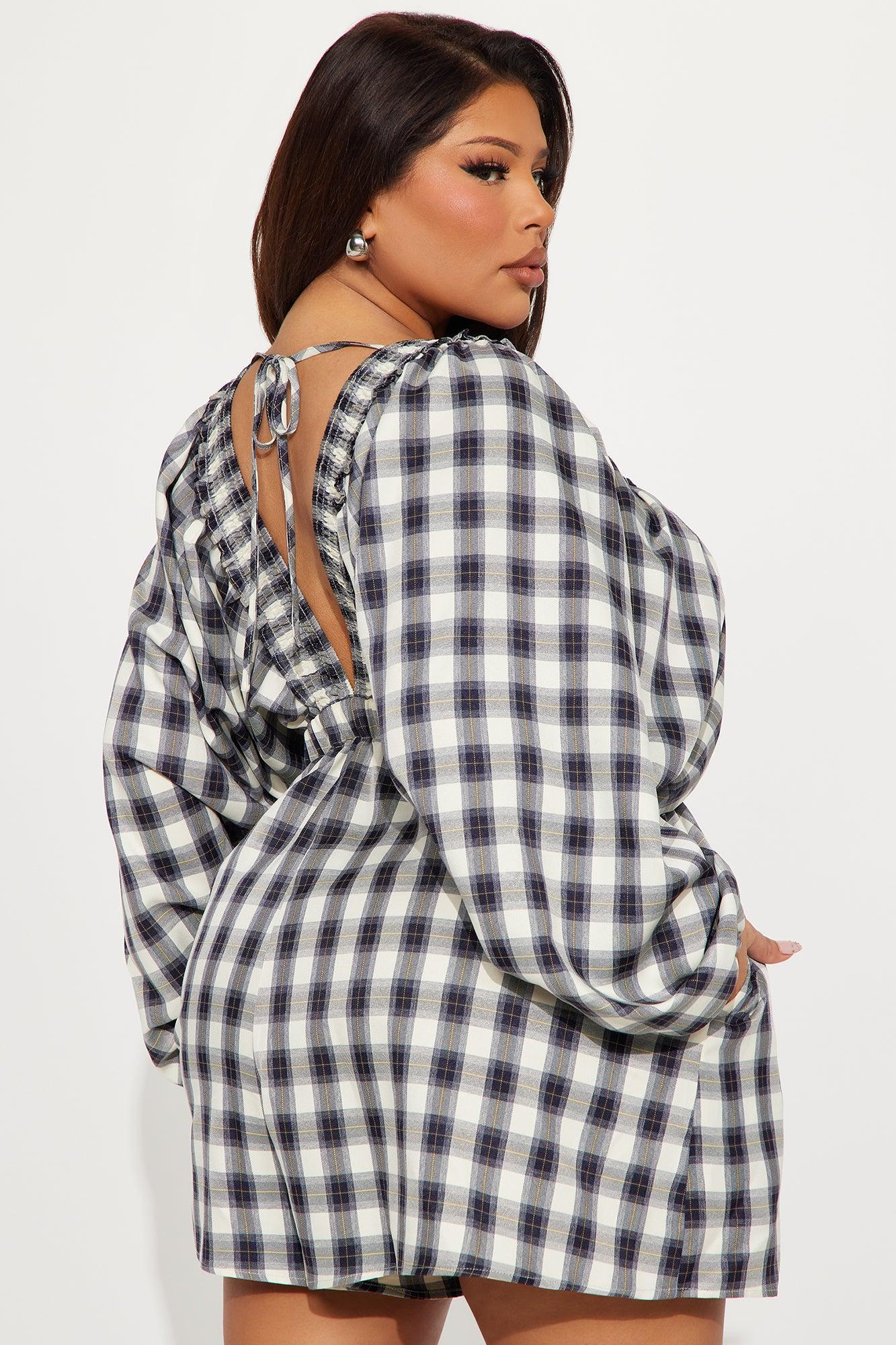 Penelope Plaid Romper - Navy/combo Product Image