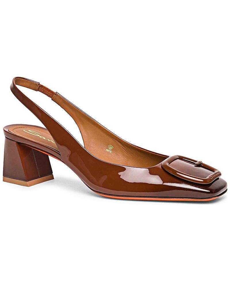 Womens Soft Square 50MM Patent Leather Slingback Pumps Product Image