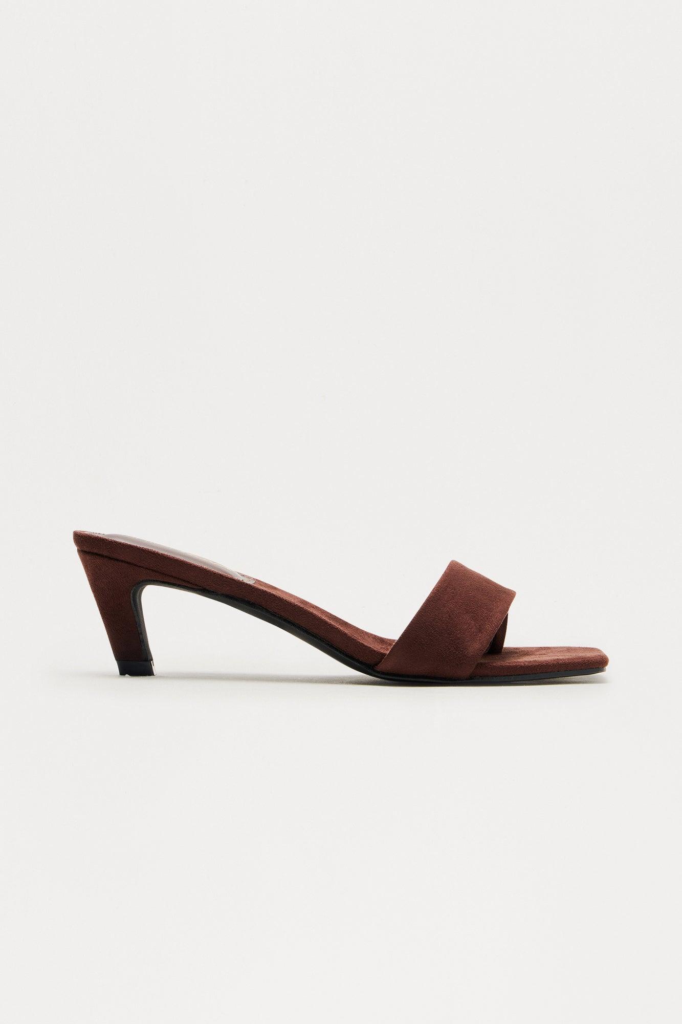 Fever Faux Suede Thong Mules - Brown Product Image
