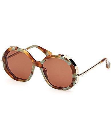 Liz Double Rimmed Mixed-Media Round Sunglasses Product Image