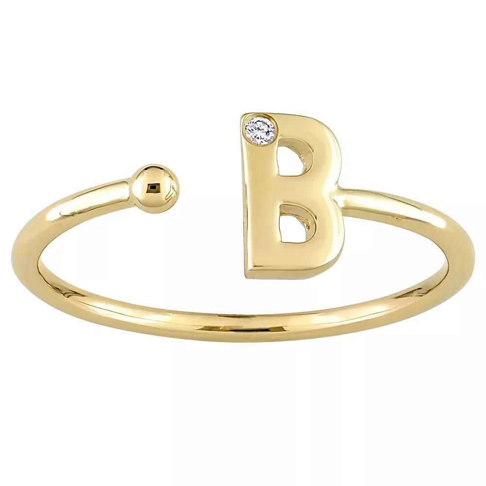 Stella Grace 10k Gold Diamond Accent Initial Open Ring, Womens B Product Image