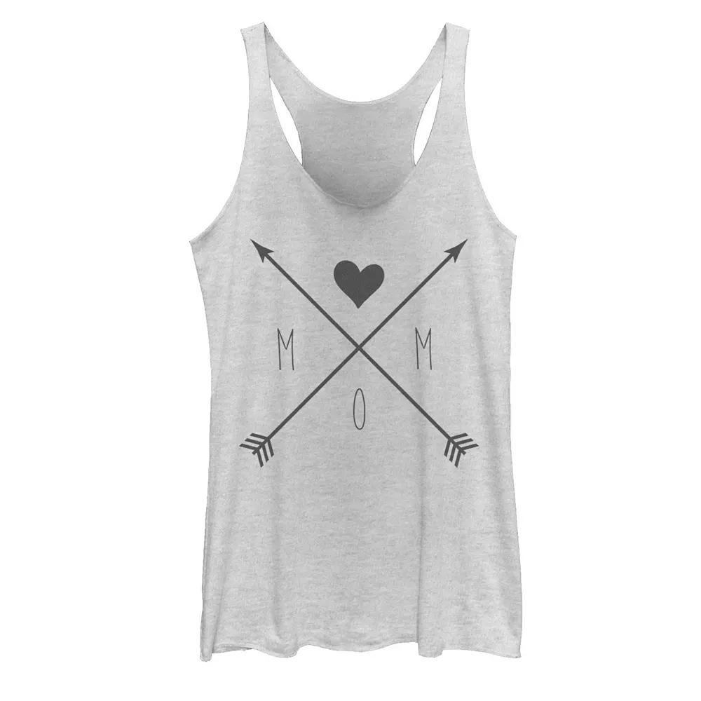 Juniors' Mom Heart Crossed Arrows Graphic Tank Top, Girl's, Size: Large, White Grey Product Image