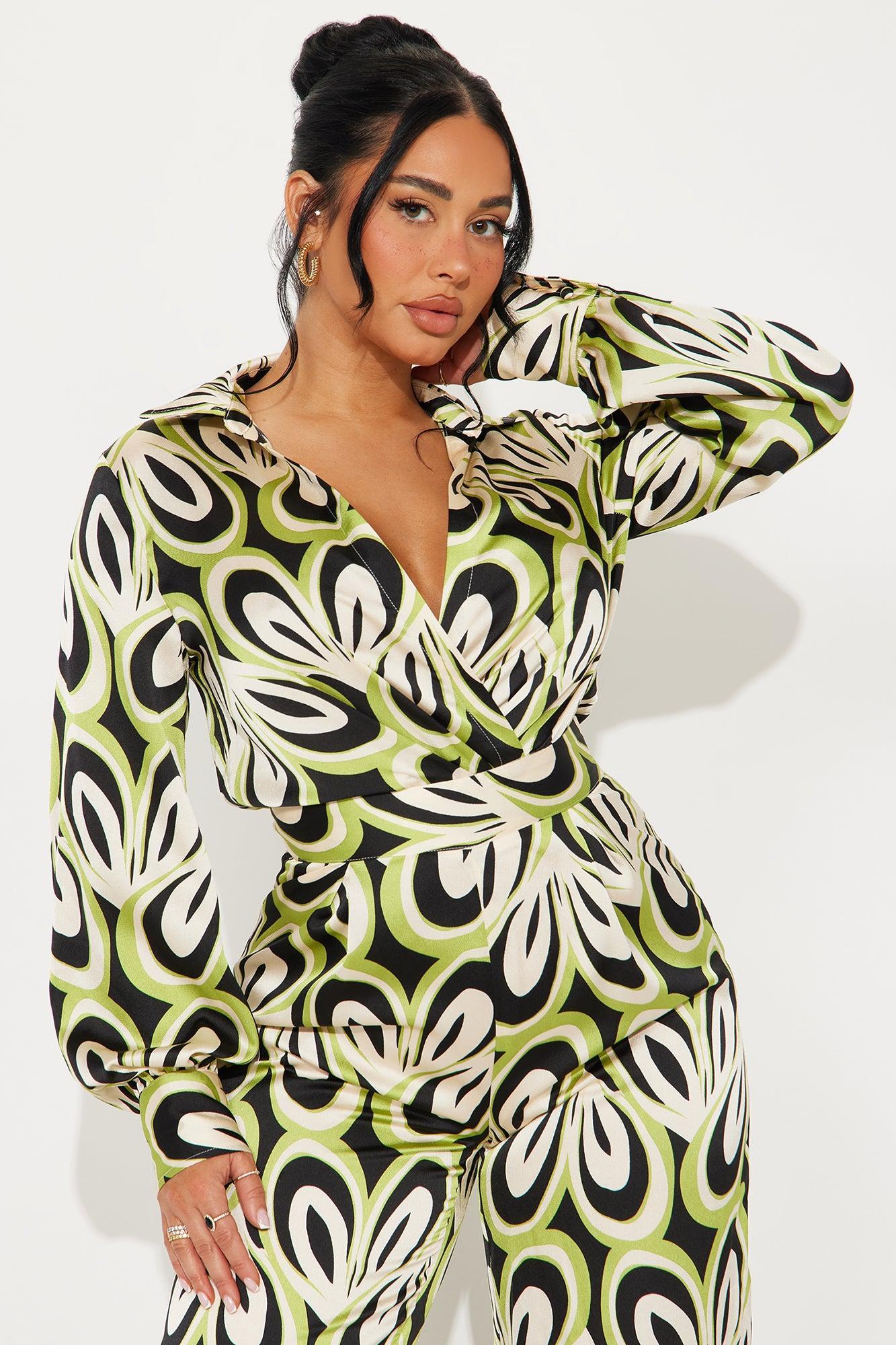 Easy Love Satin Jumpsuit - Green/combo Product Image