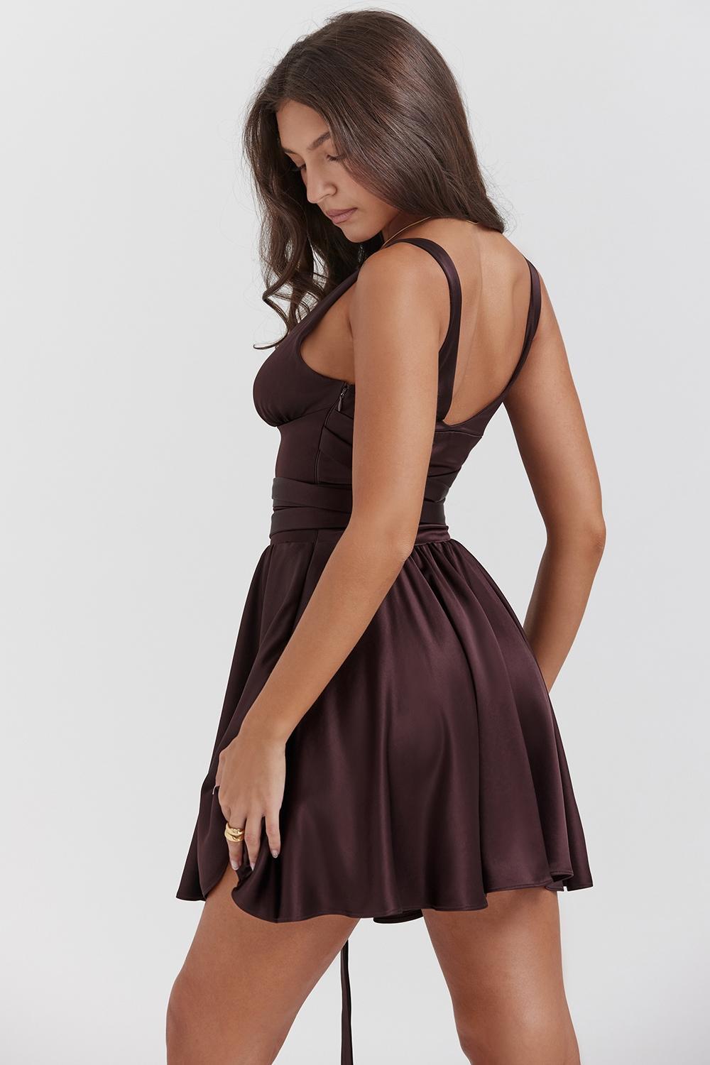 Shiema  rich brown mini dress Product Image