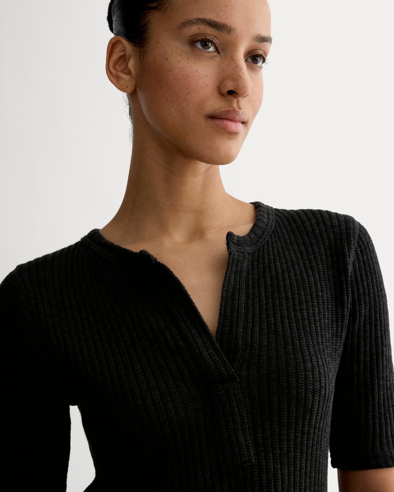 The Rib-Knit Short-Sleeve Henley Product Image