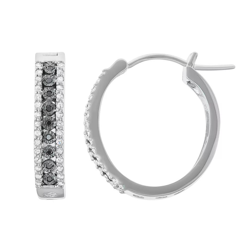 Sterling Silver 3/8 Carat T.W. Black Diamond Hoop Earrings, Women's Product Image
