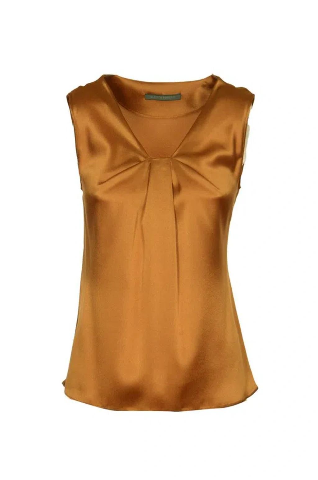 ALBERTA FERRETTI V-neck Fitted Top In Brown Product Image