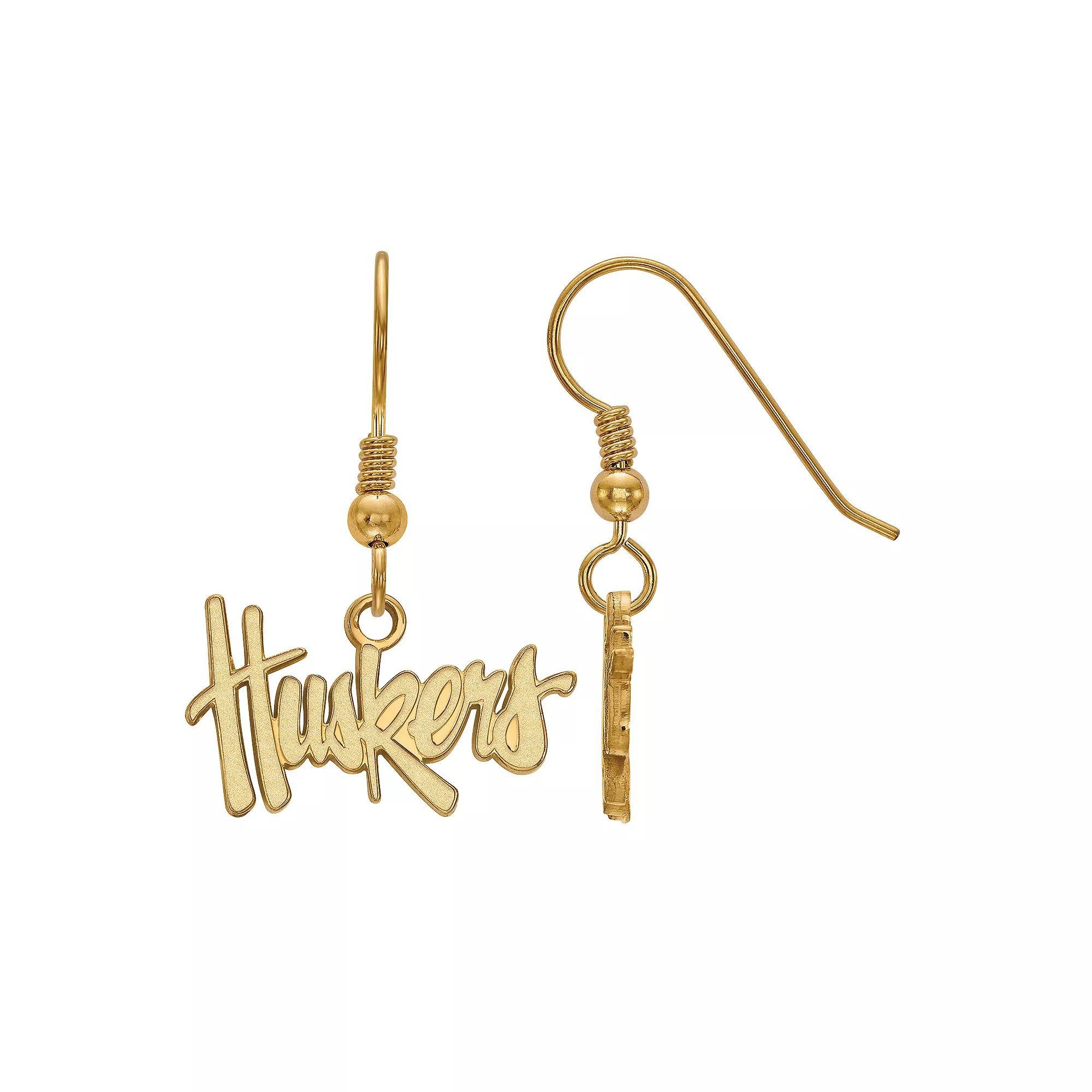 LogoArt 14K Gold Over Silver Nebraska Cornhuskers Dangle Earrings, Women's, Size: 31 mm, 14k Gold Plated Product Image