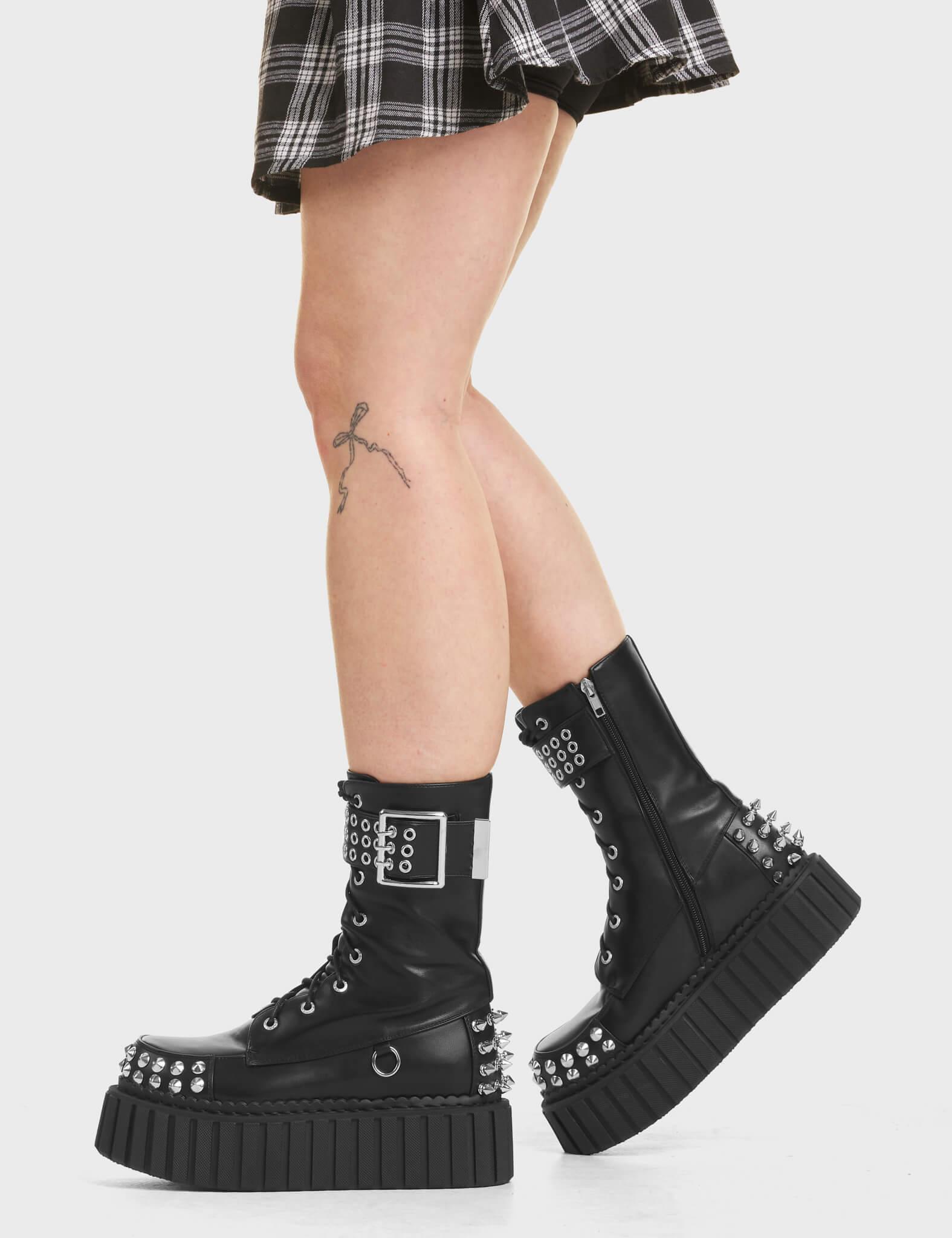 Crystal Clear Chunky Creeper Ankle Boots Product Image