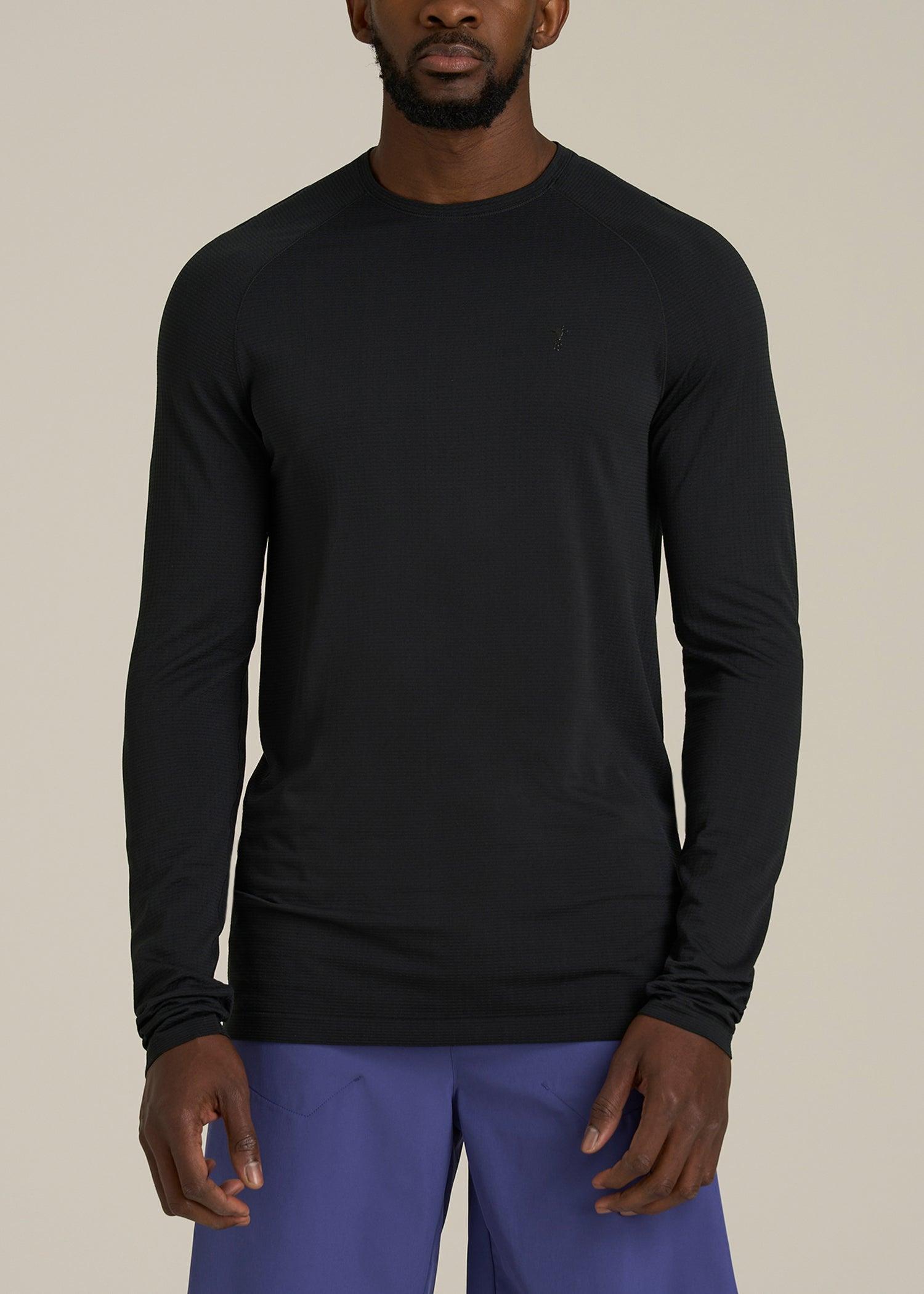 Long Sleeve Vented Training Top for Tall Men in Black Male Product Image
