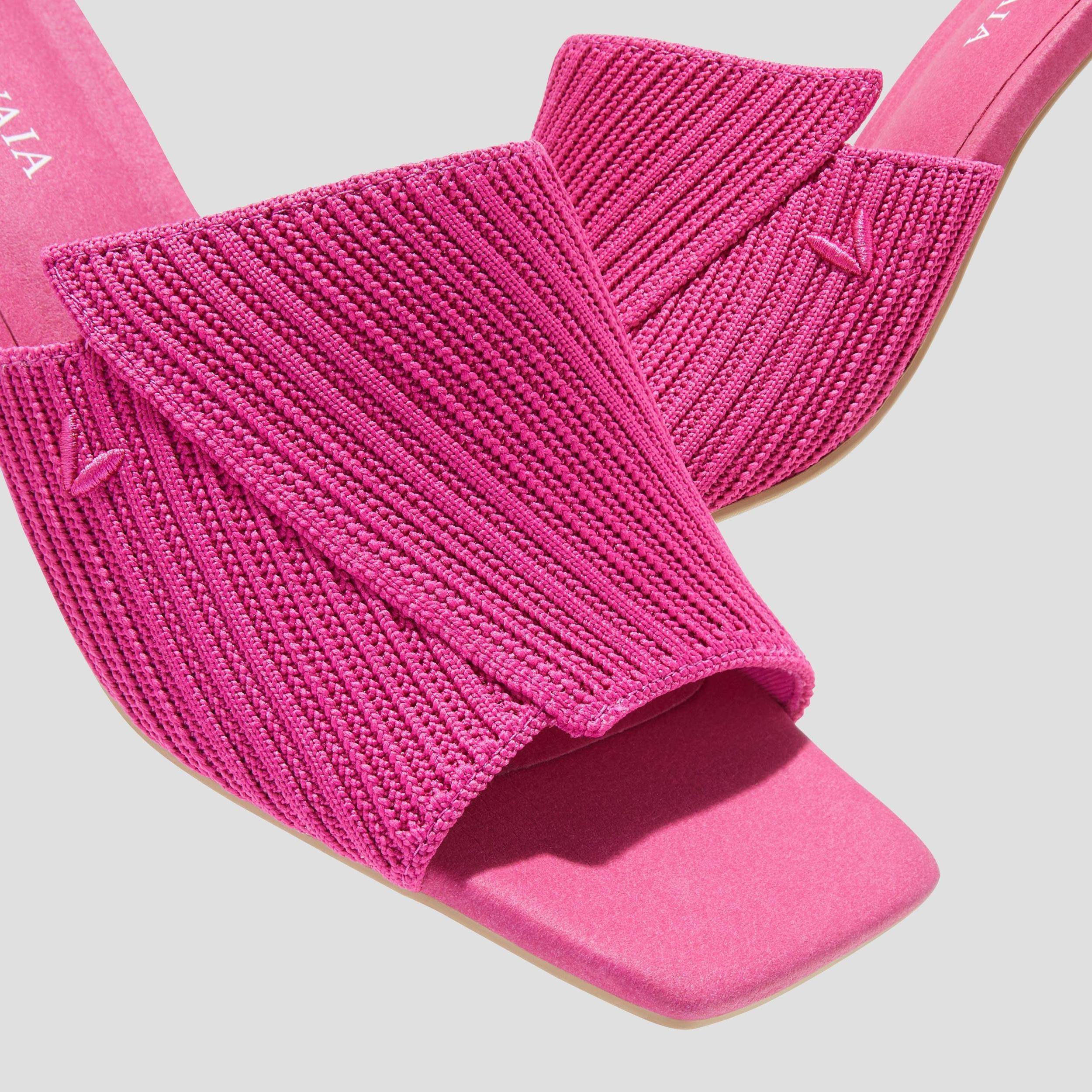 Square-Toe Block Heel Slides (Jade) Product Image