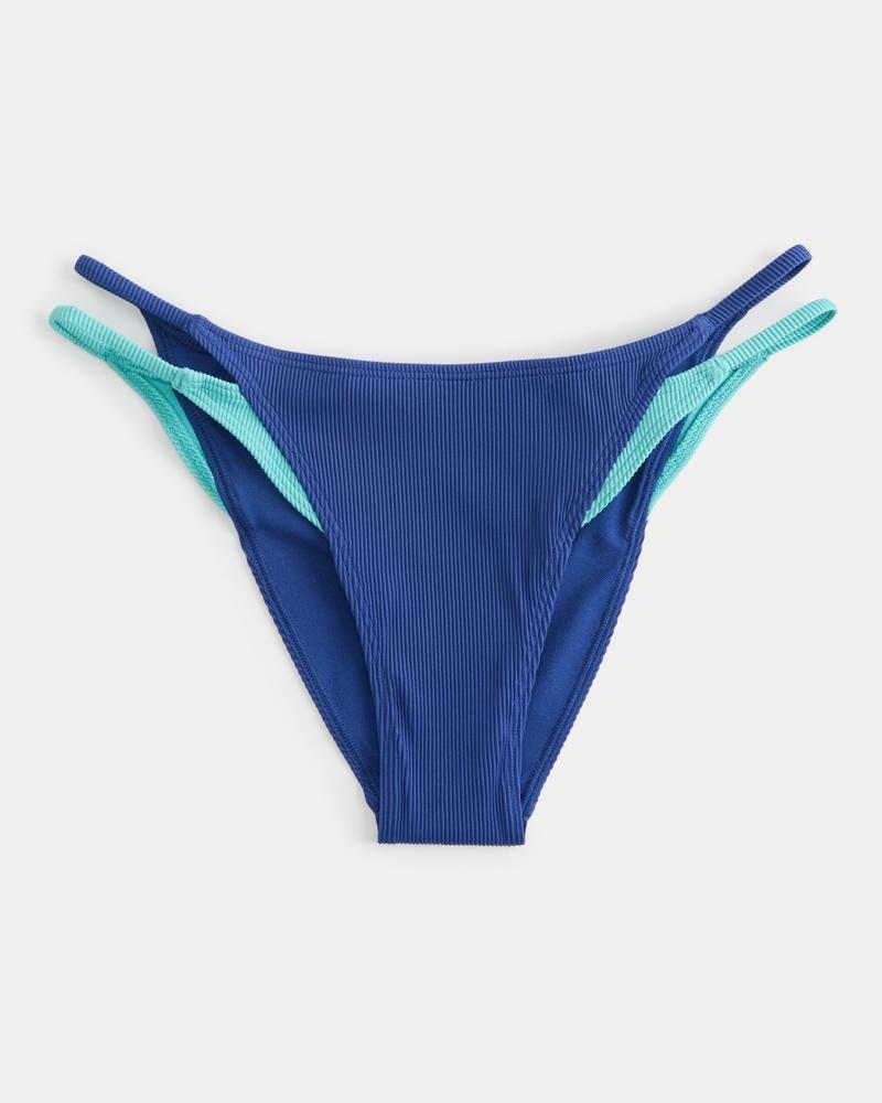 Gilly Hicks Strappy Layered High-Leg Cheeky Bikini Bottom Product Image