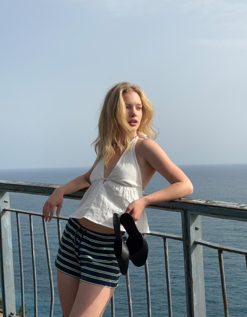 Linen blend halter top Product Image