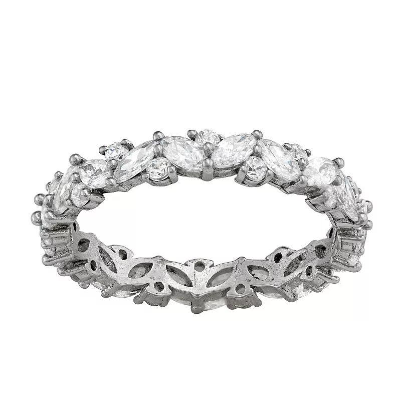 Contessa Di Capri Sterling Silver Cubic Zirconia Round Eternity Ring, Women's, Size: 6 Product Image
