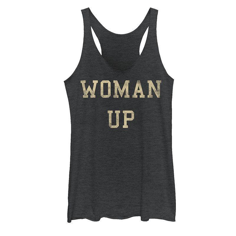 Juniors' Woman Up Bold GraphicTank, Girl's, Size: Medium, Black Grey Product Image