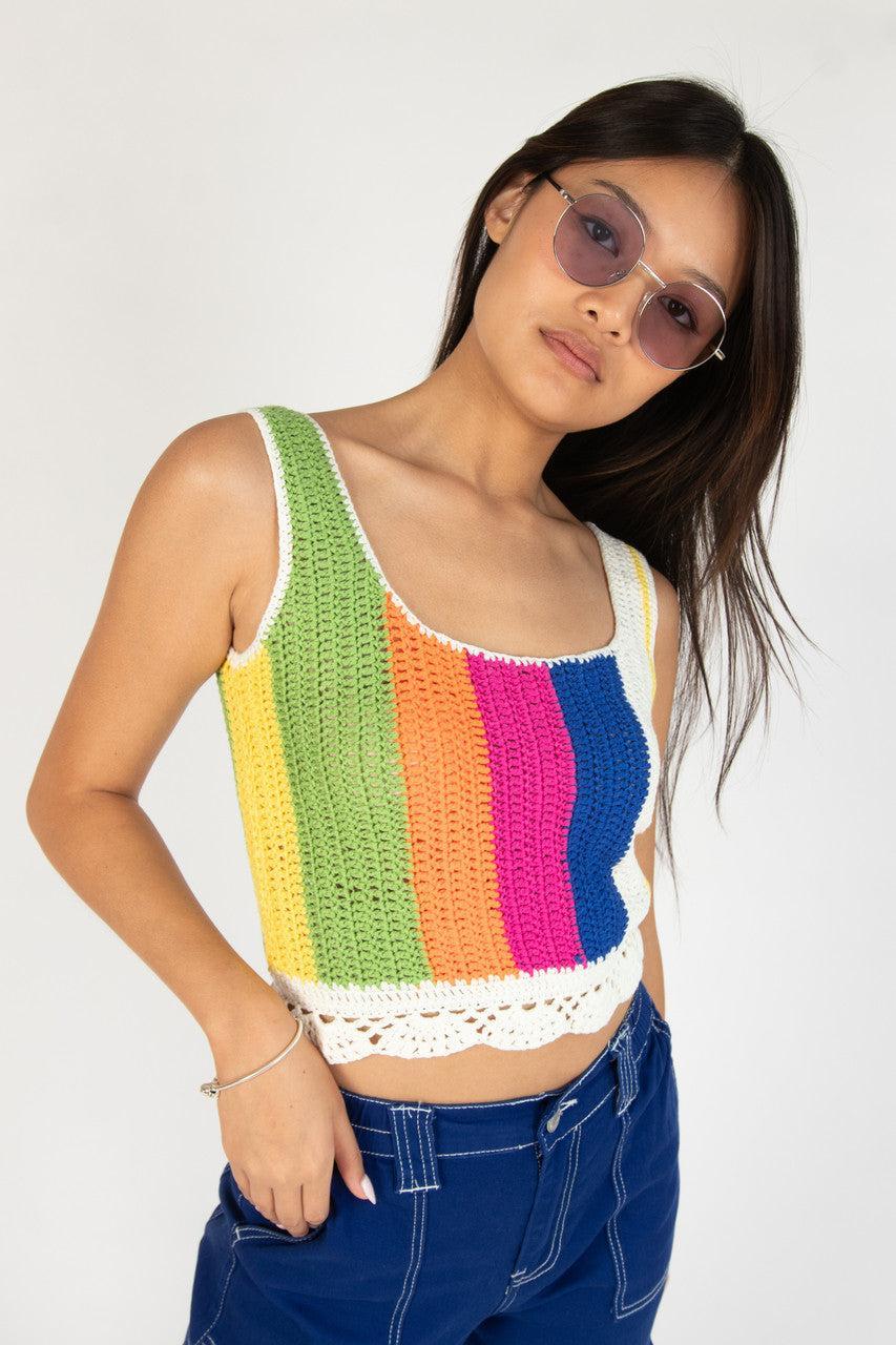 Orchid Stripe Crochet Tank Product Image