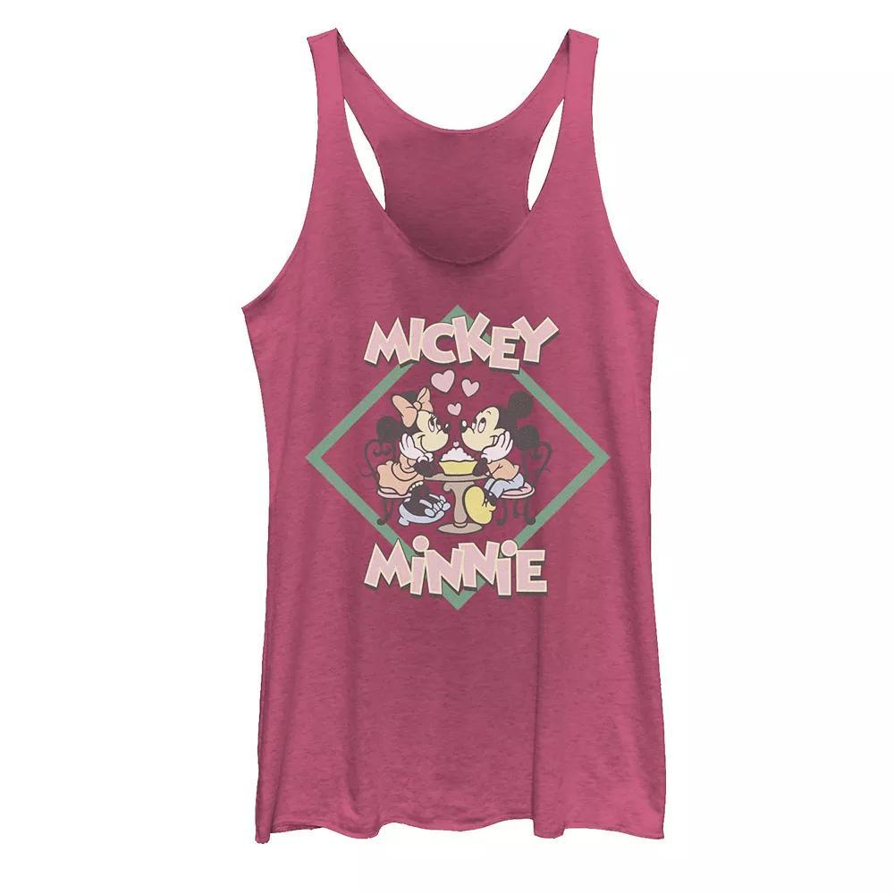 Disney's Mickey And Friends Valentine's Day Mickey & Minnie Racerback Tank Top, Girl's, Size: XS, Pink Grey Product Image