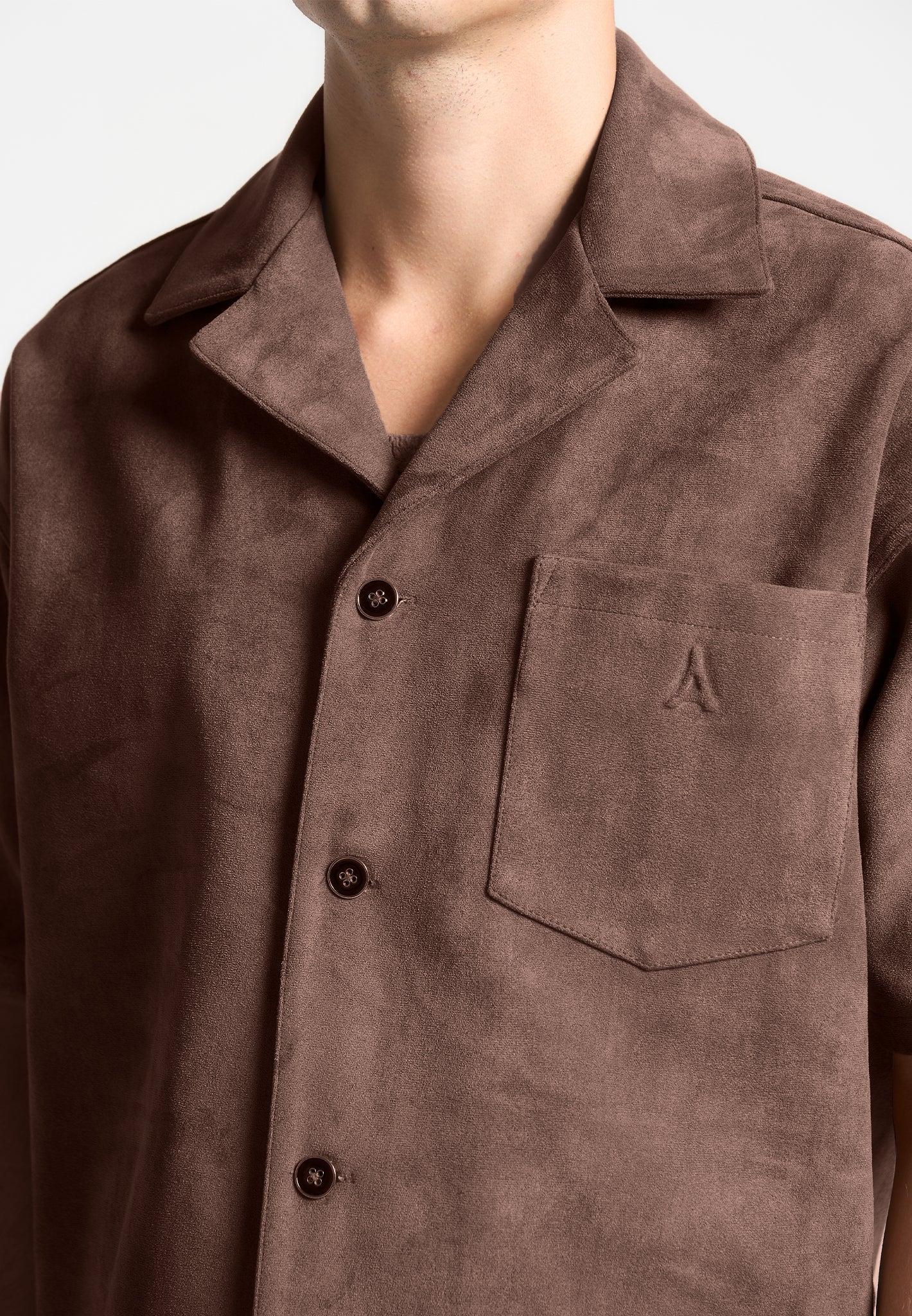 Boxy Suede Shirt - Brown Male Product Image
