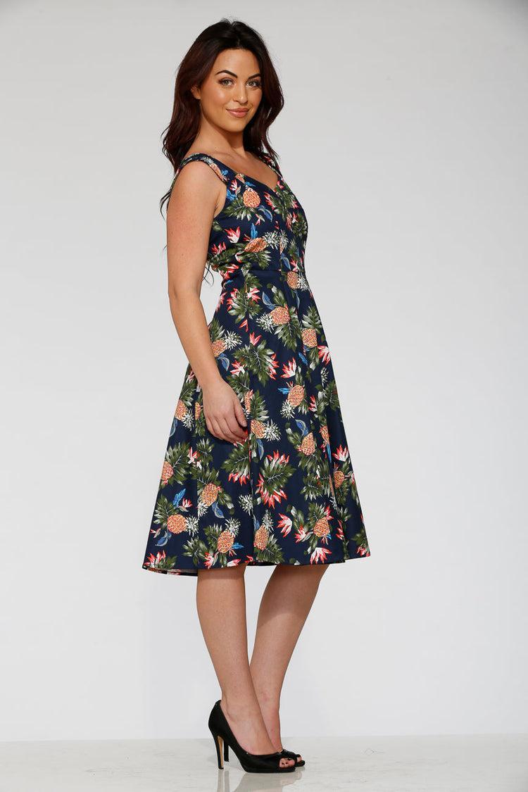 Navy Hawaiian Swing Dress Product Image