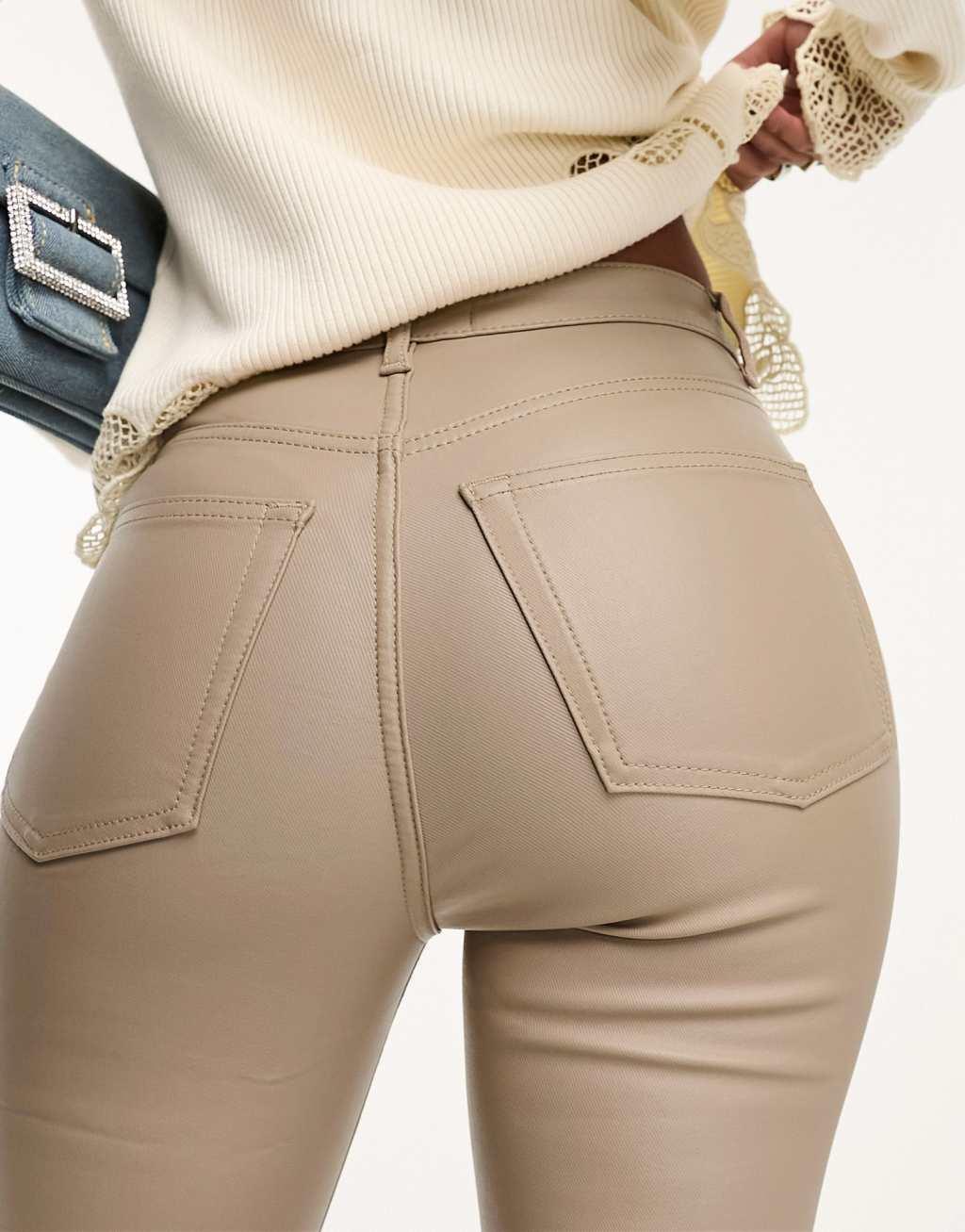 ASOS DESIGN coated skinny jean in neutral Product Image