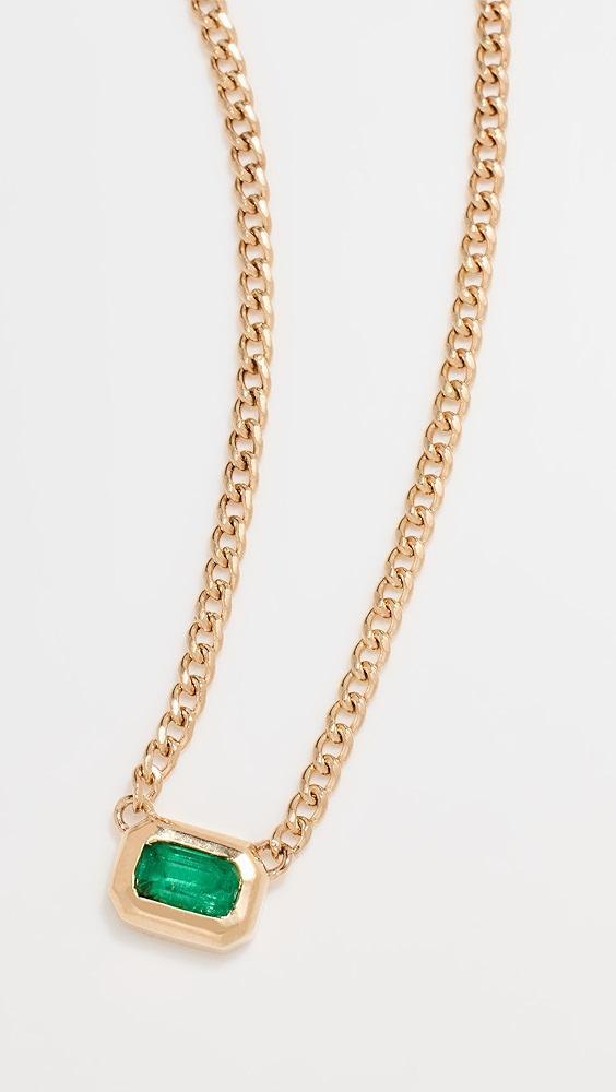 Zoe Chicco 14k Bezel Set Emerald Necklace | Shopbop Product Image