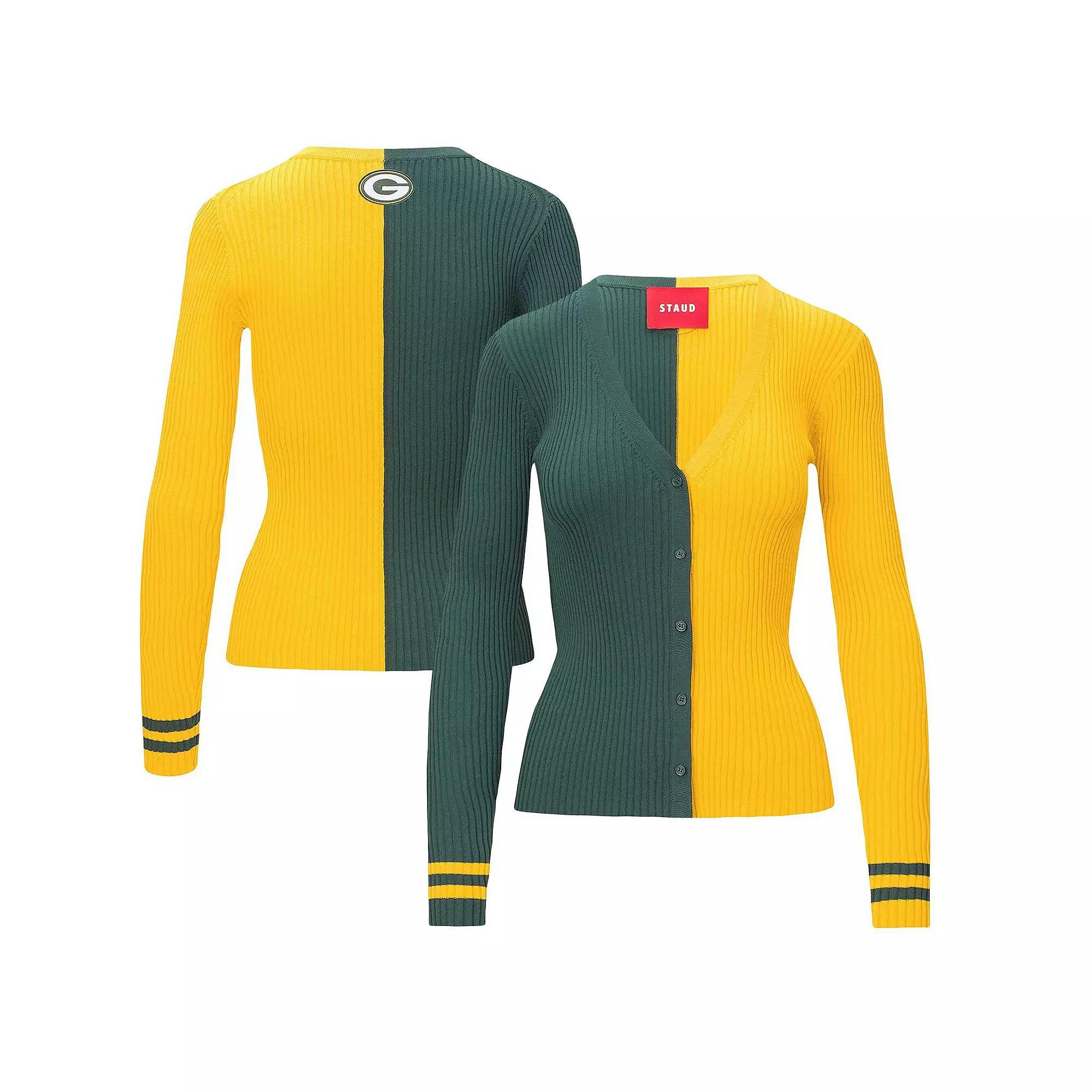 Women's STAUD Green/Gold Green Bay Packers Cargo Sweater, Size: Large Product Image