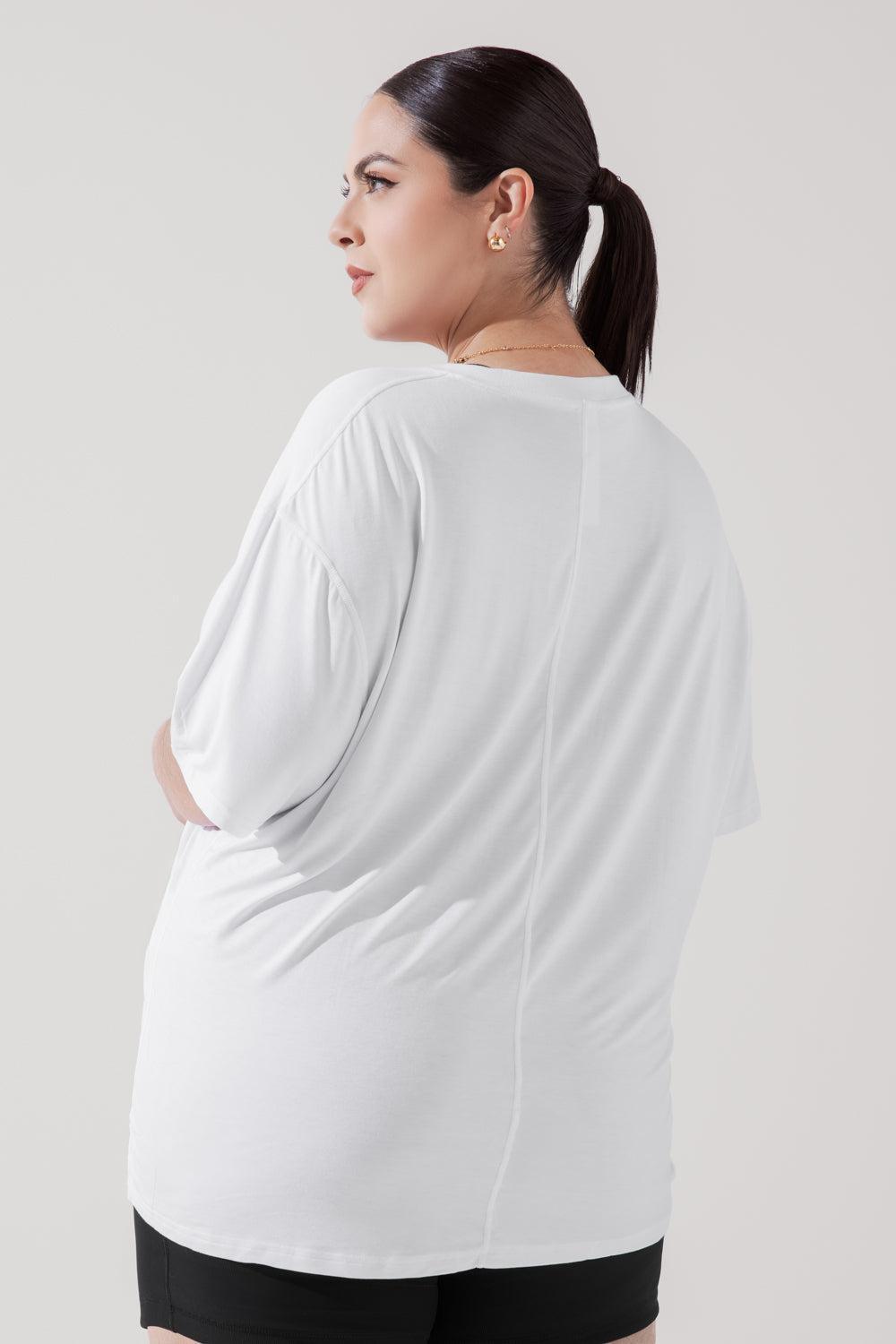 Daring Deep V Tee - White Product Image
