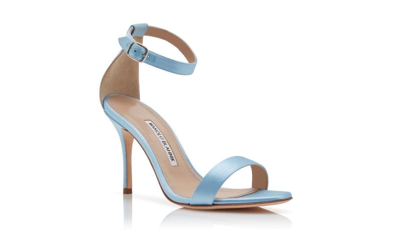 CHAOS Light Blue Satin Ankle Strap Sandals Product Image