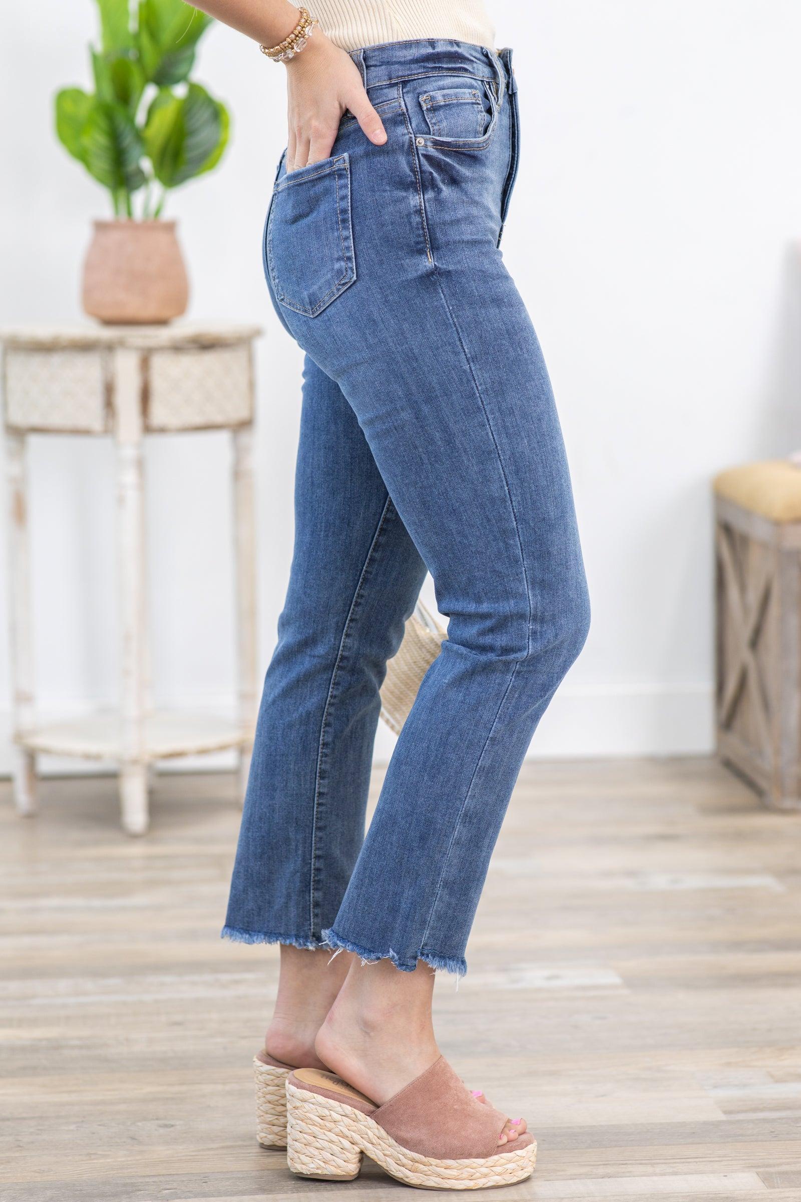 RFM Tummy Support Fray Hem Slim Straight Jeans Product Image