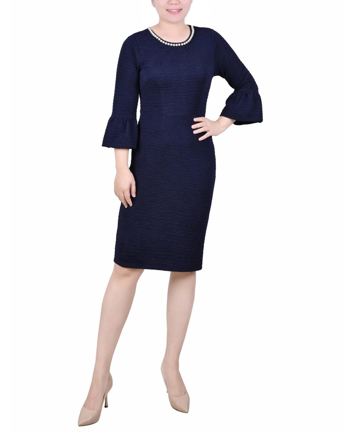 Ny Collection Womens 3/4 Length Imitation Pearl Detail Dress Product Image