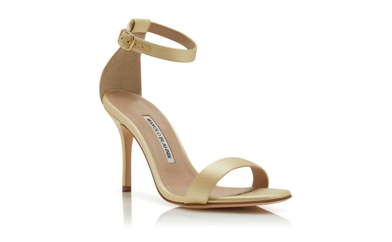 CHAOS Light Cream Satin Ankle Strap Sandals Product Image