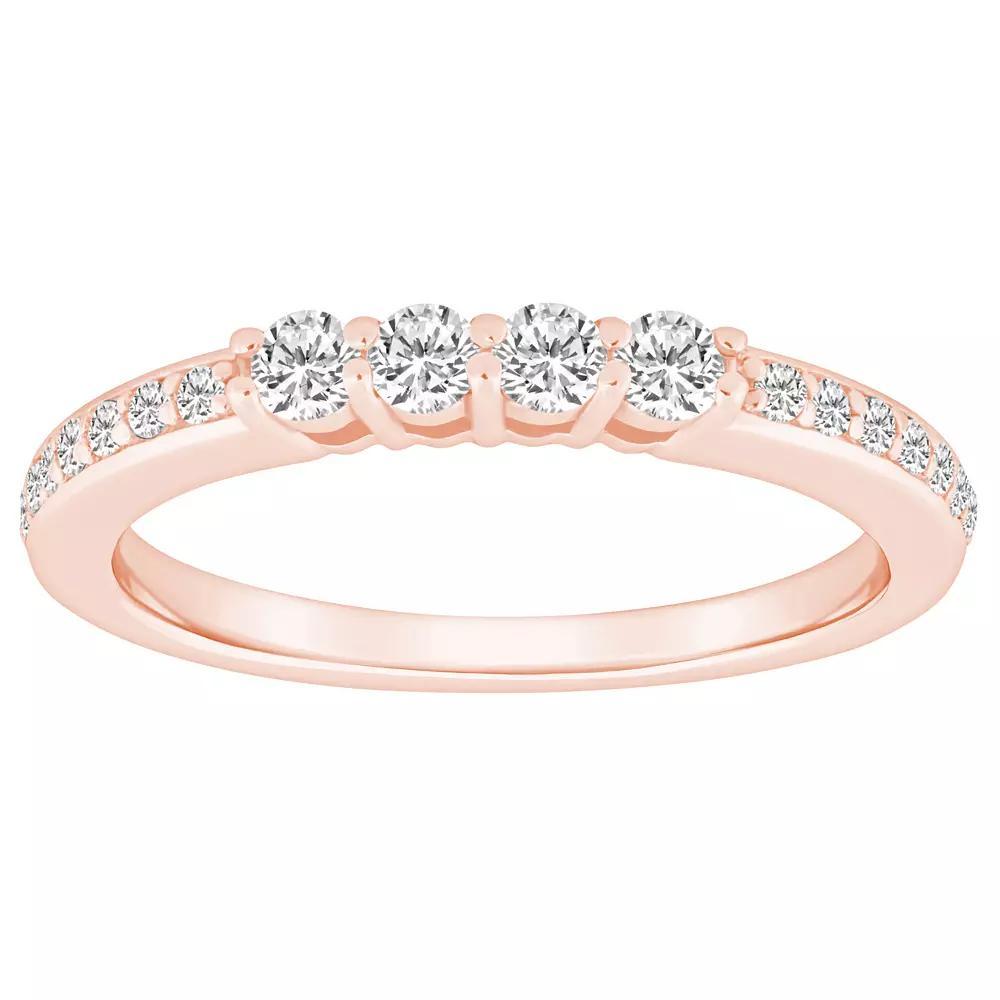 Alyson Layne 14k Gold 3/8 Carat T.W. Diamond 4-Stone & Pave Band Wedding Ring, Women's, Size: 8.50, 14k Rsgold Product Image