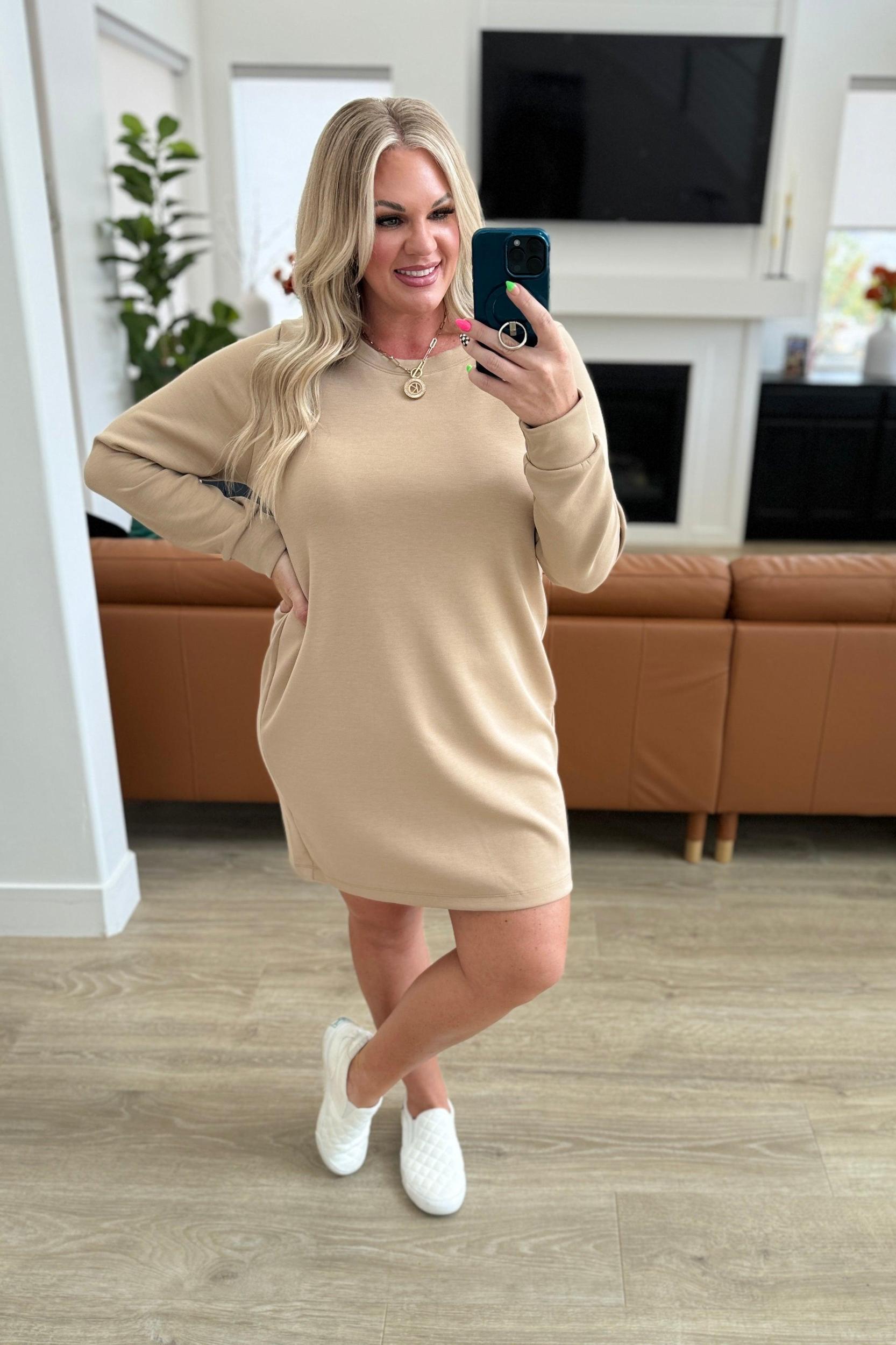 Khaki Shift Dress Product Image