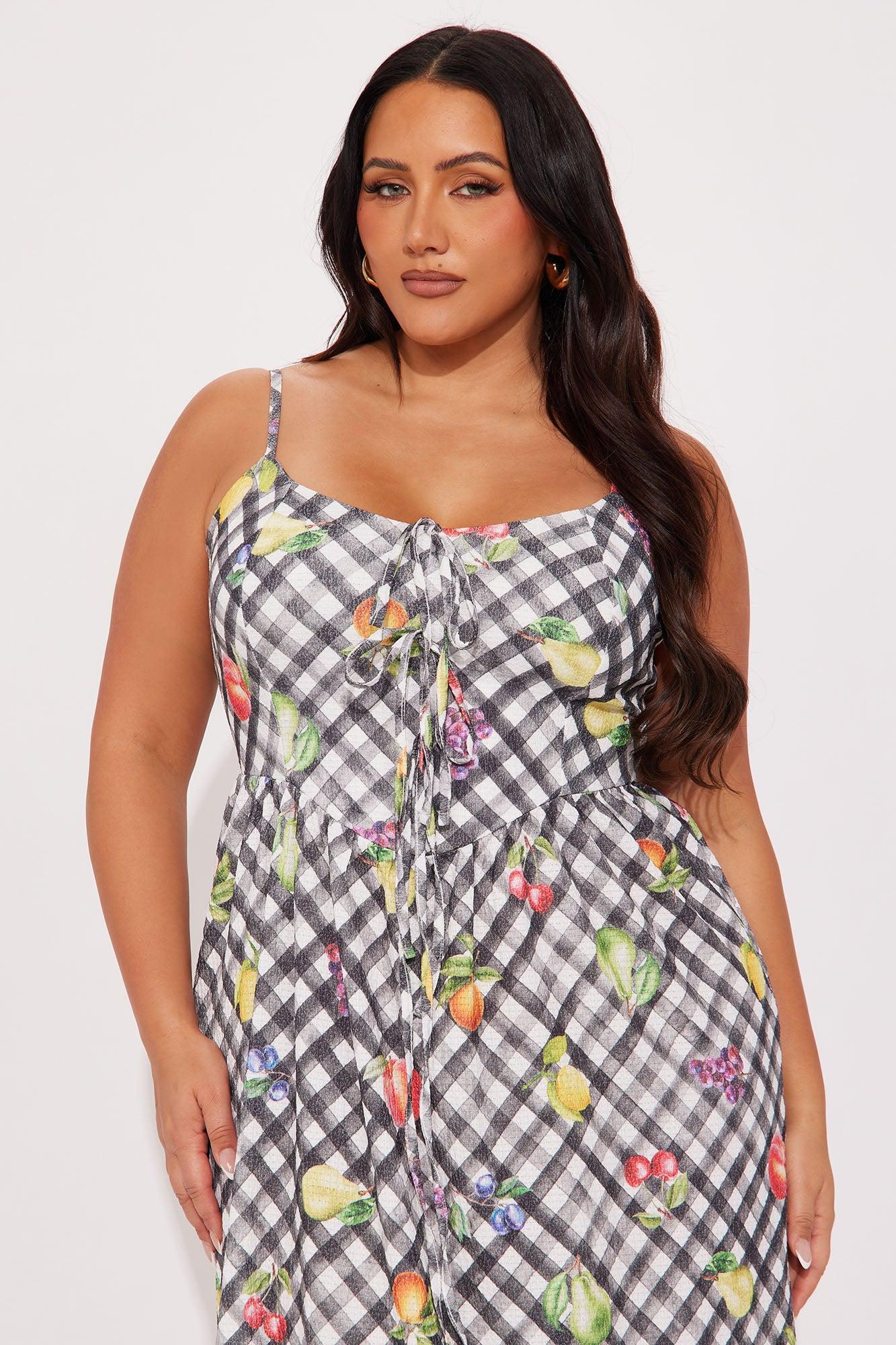 Savor Every Moment Gingham Midi Dress - Black/combo Product Image