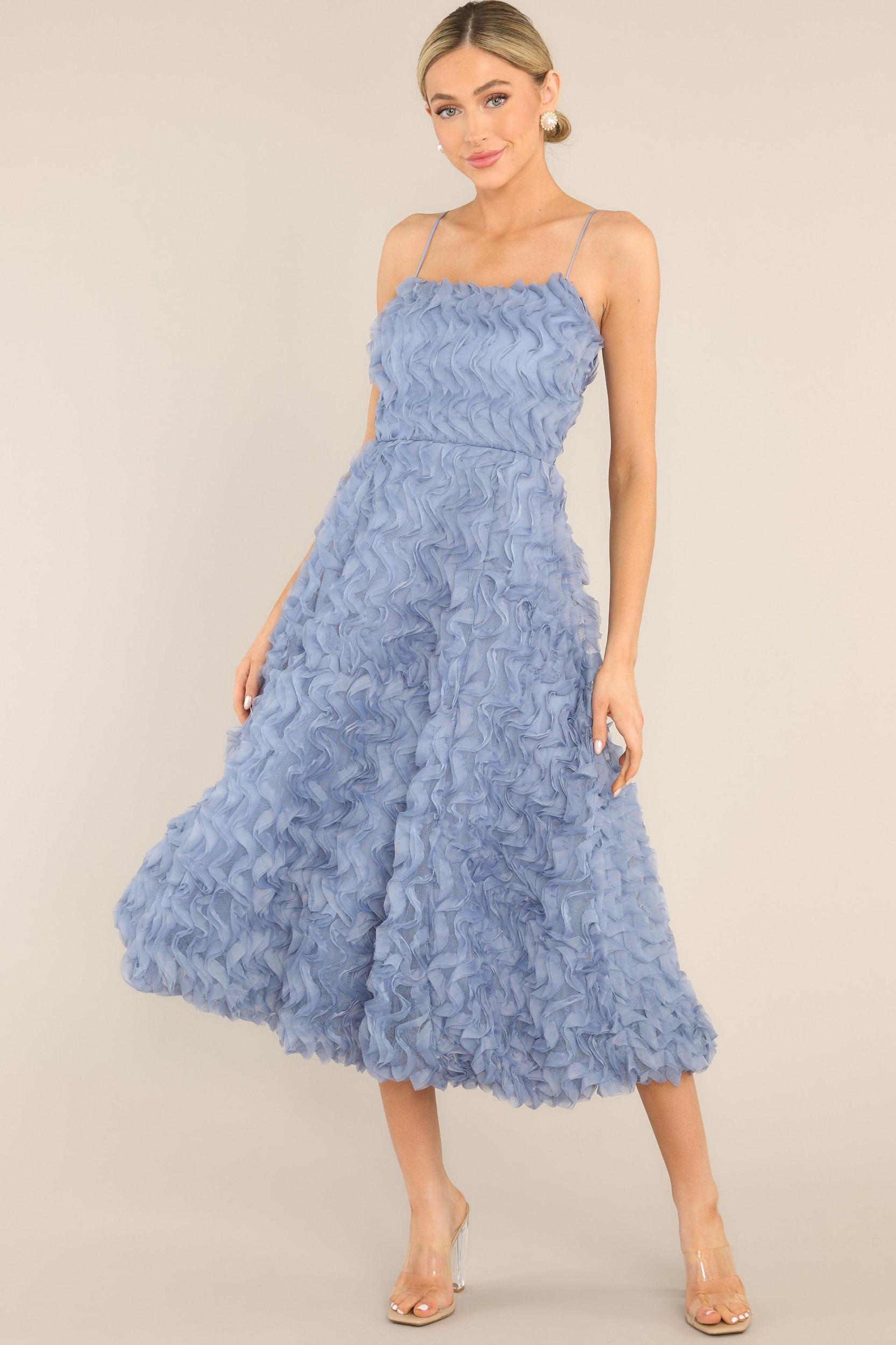 Spectacular Magic Dusty Blue Midi Dress Product Image