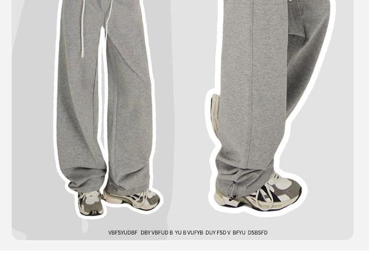 Low Waist Folded Waistline Loose-Fit Wide-Leg Sweatpants Product Image